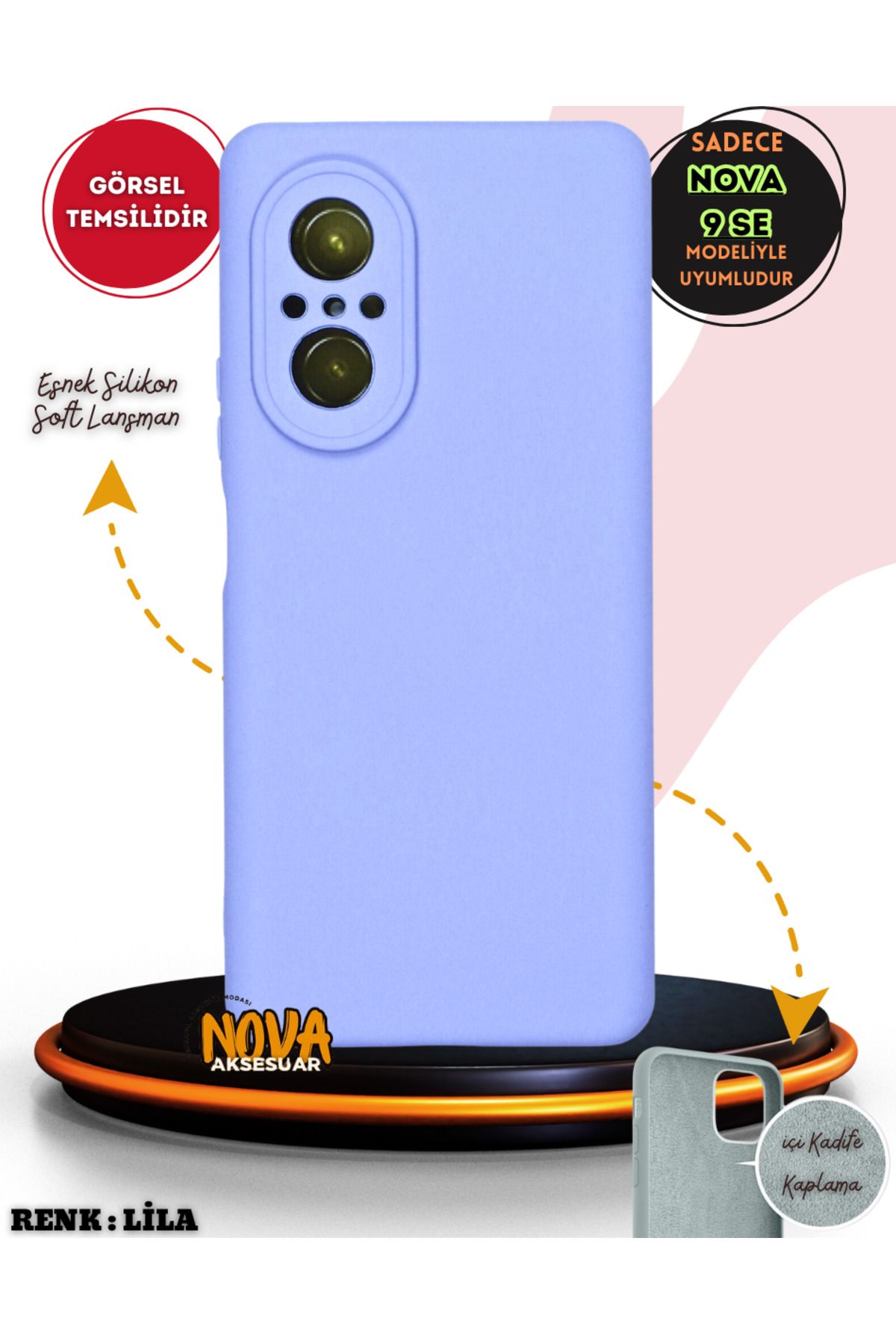 cepmoda Huawei Nova 9 SE kılıf - Soft Dokulu içi Kadife Lansman Kapak v7 |  LİLA