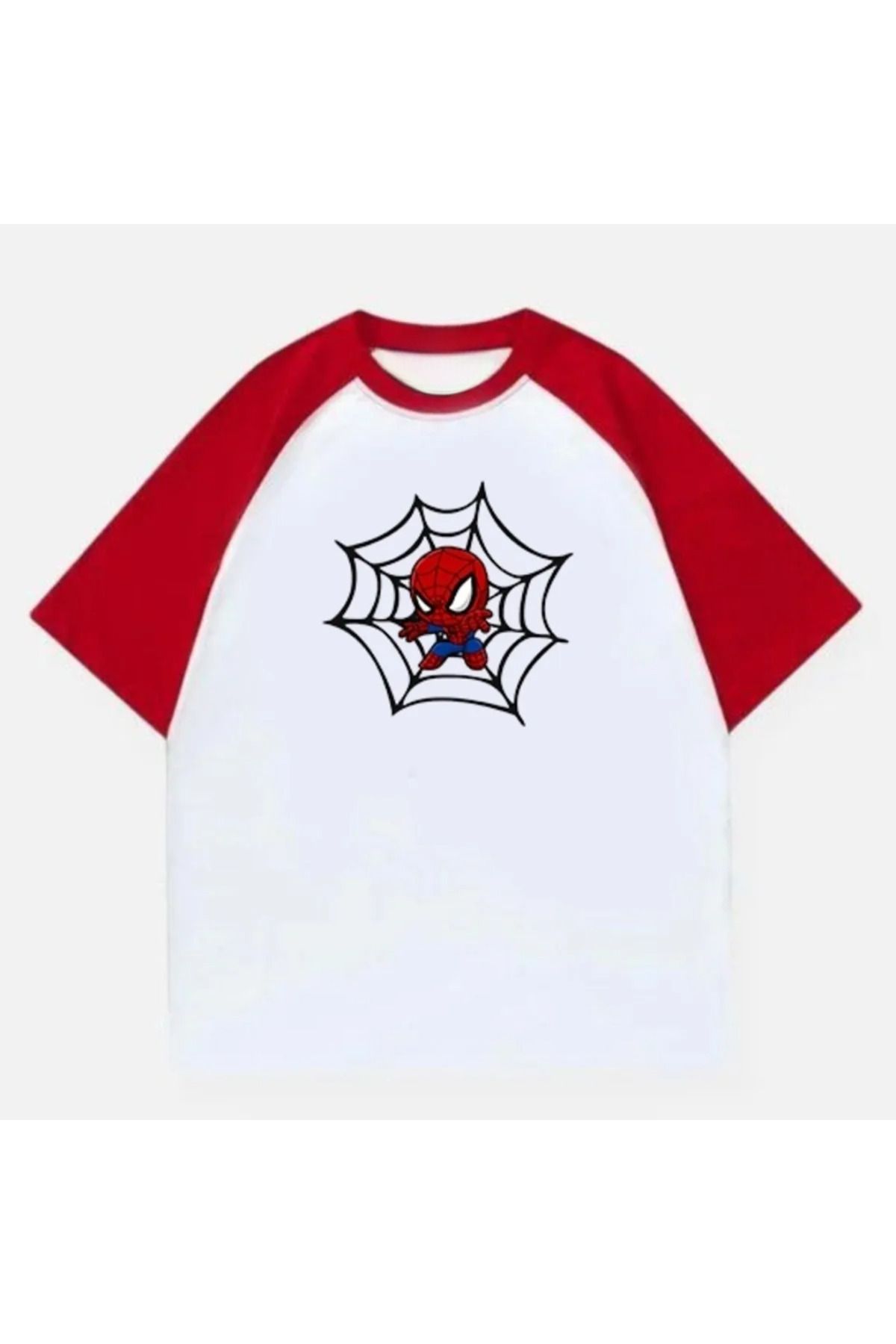 Gofeel Kırmızı Beyaz Reglan Kollu Ağ Spider T-Shirt