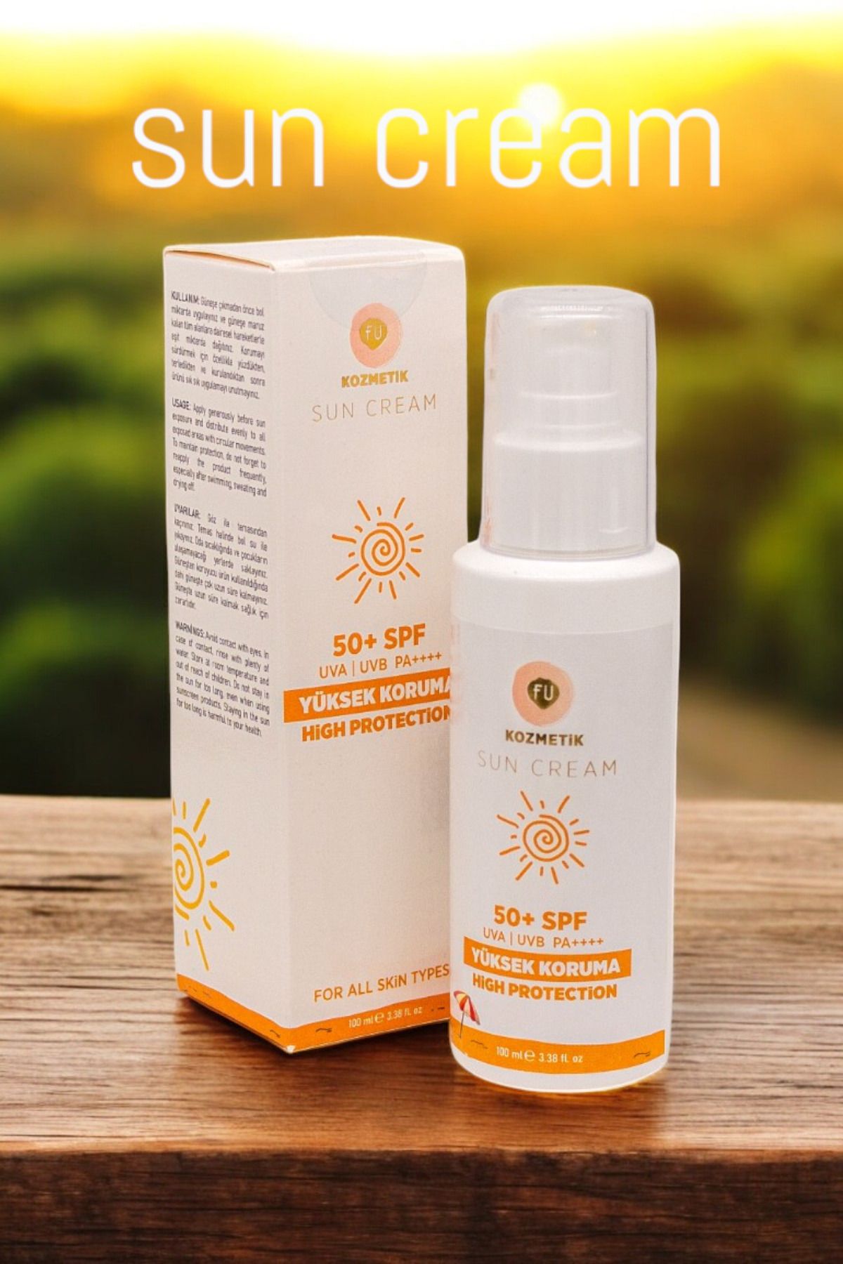 FU Fatma UYRUM Fu Kozmetik | 50+ SPF Yüksek Koruma Güneş Kremi High Protection Sun Cream 100 ml