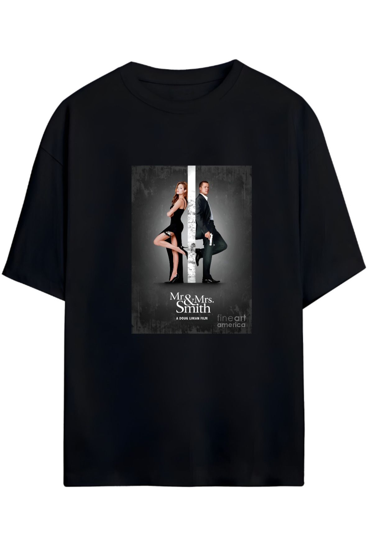 MAGORS MR. AND MRS. SMITH PITT & JOLIE TASARIMLI YÜKSEK BASKI KALİTELİ UNISEX YENİ SEZON OVERSIZE  T-SHIRT