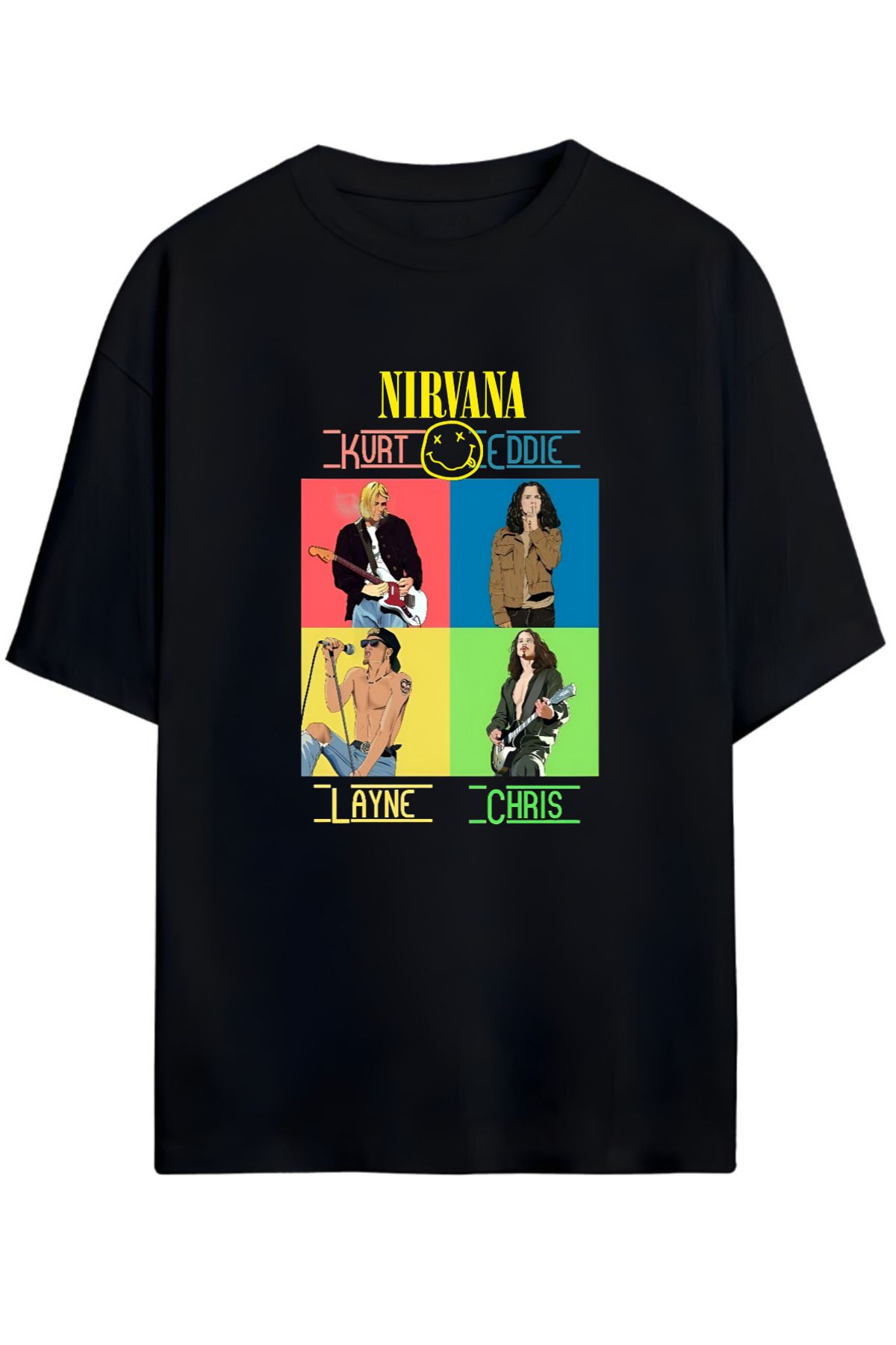 MAGORS NIRVANA & KURT COBAIN TASARIMLI YÜKSEK BASKI KALİTELİ UNISEX YENİ SEZON OVERSIZE PAMUKLU  T-SHIRT