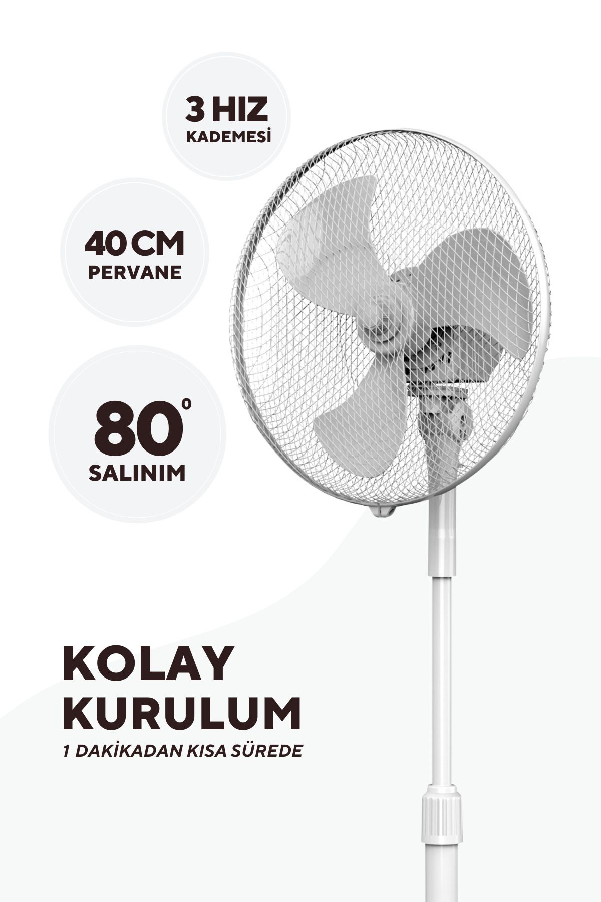 Techno Stock Beyaz Vantilatör 16'' (3P) Ktf-290