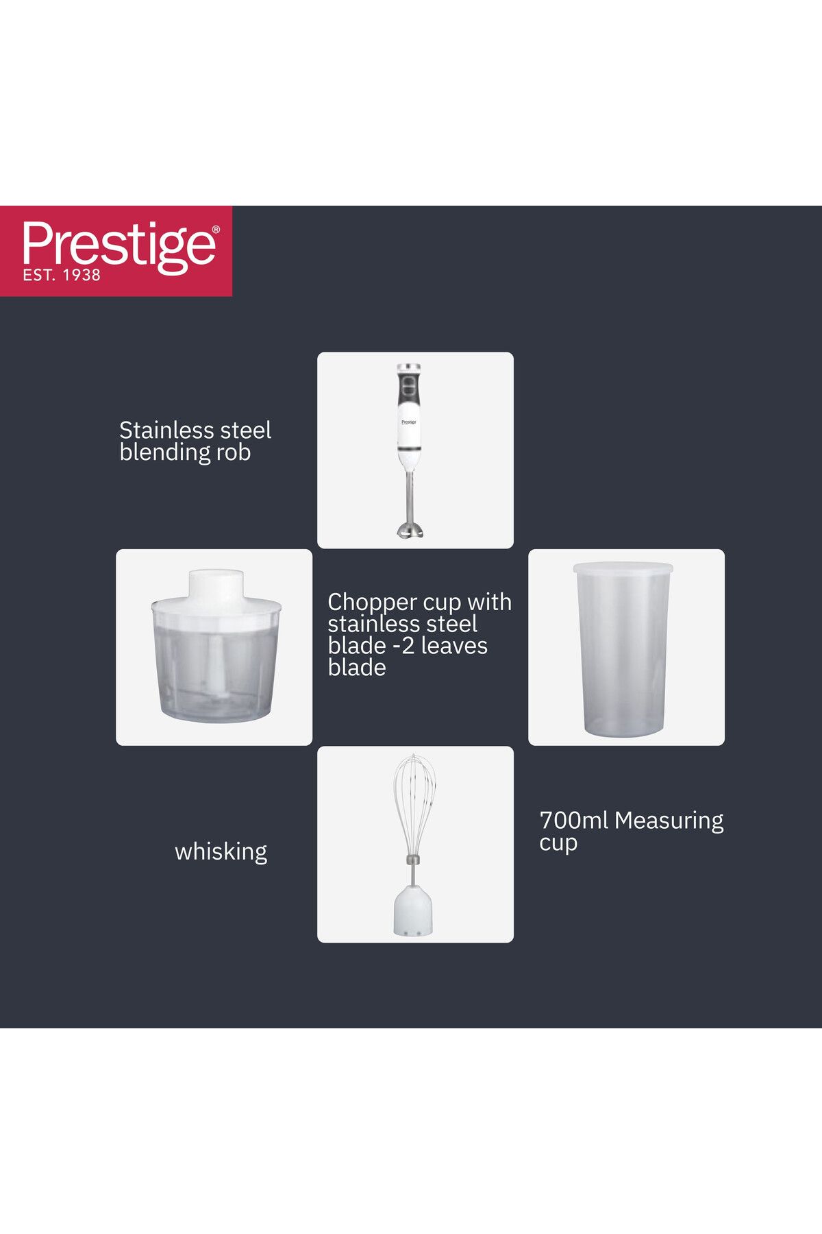 Prestige-Hand Blender 600W | 2-in-1 Hand Mixer & Food Processor with Turbo Button | PR54945 2