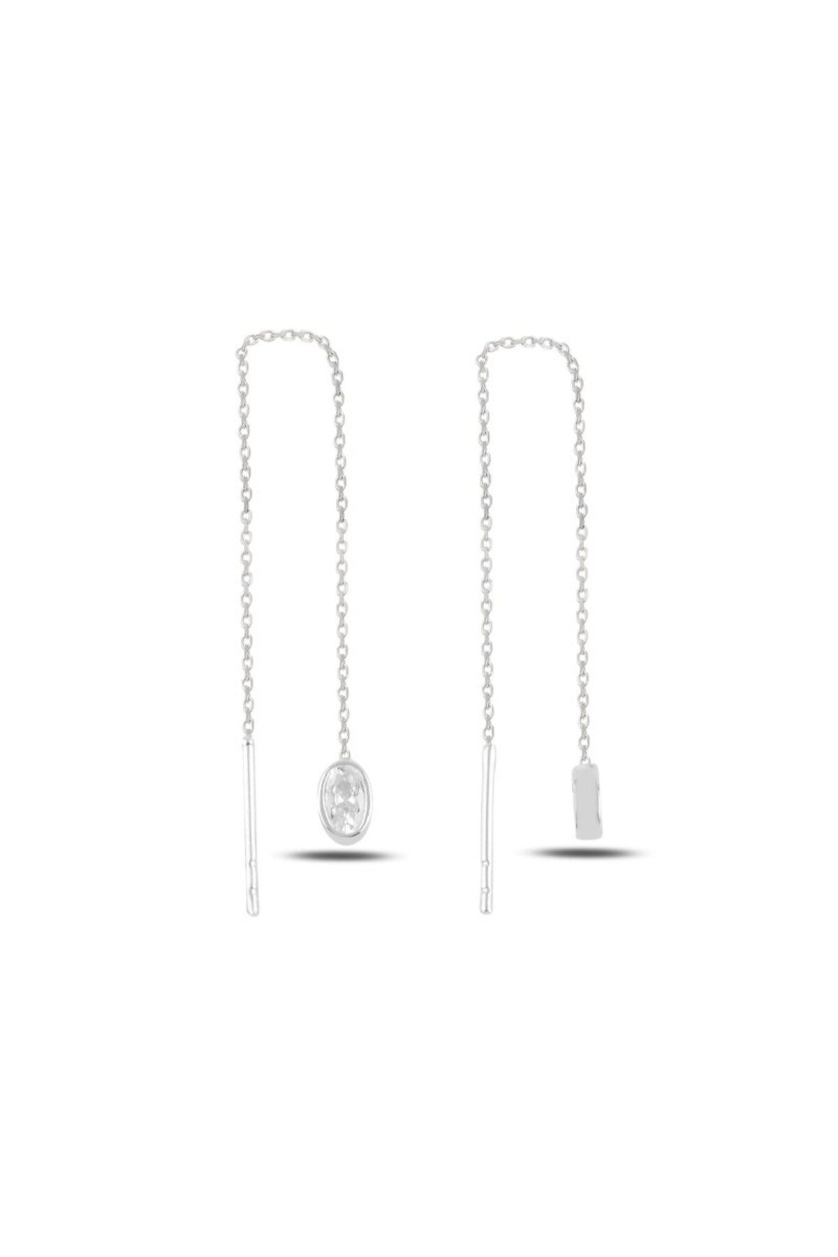 aserimo Oval Zirkon Taşlı Japon Küpe