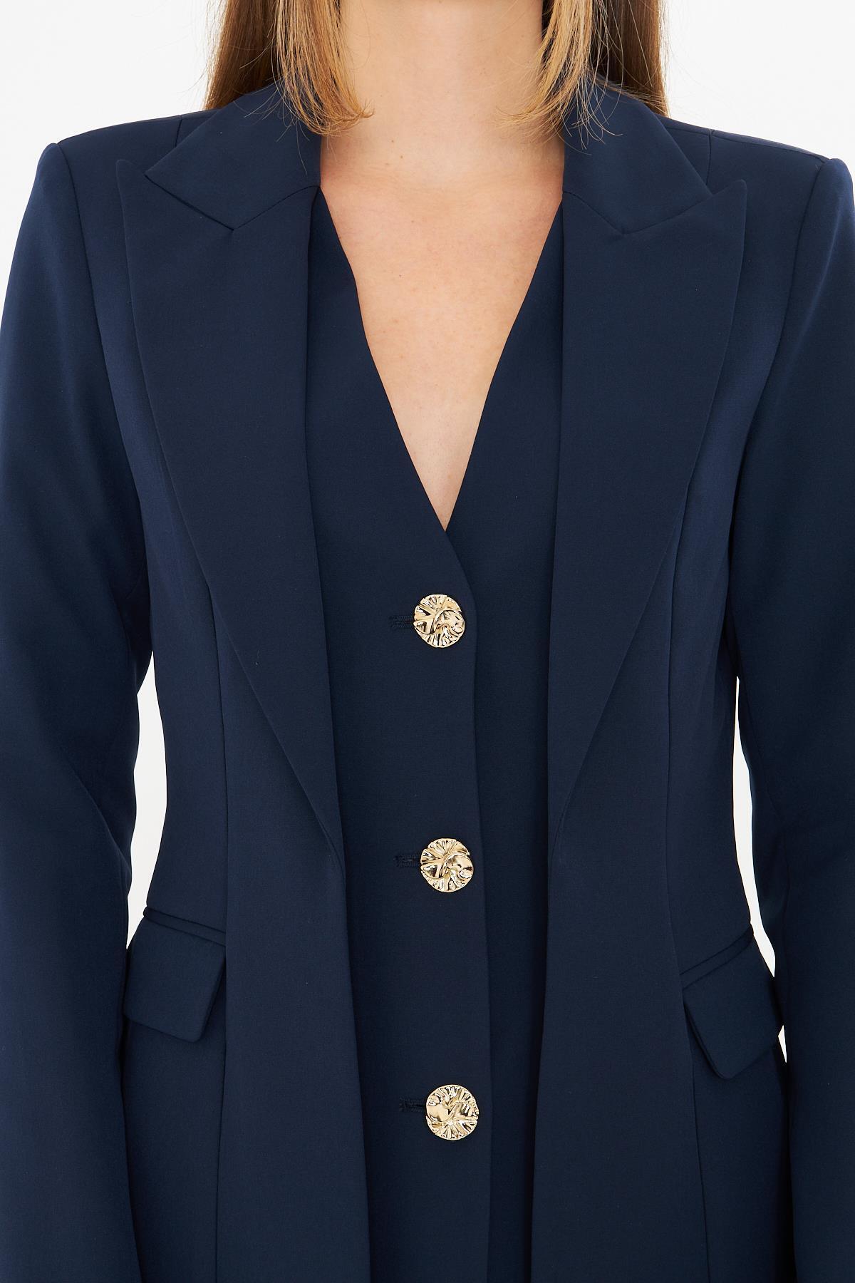 LOVELF-Vest Look 3 Gold Button Suit Navy Blue 4
