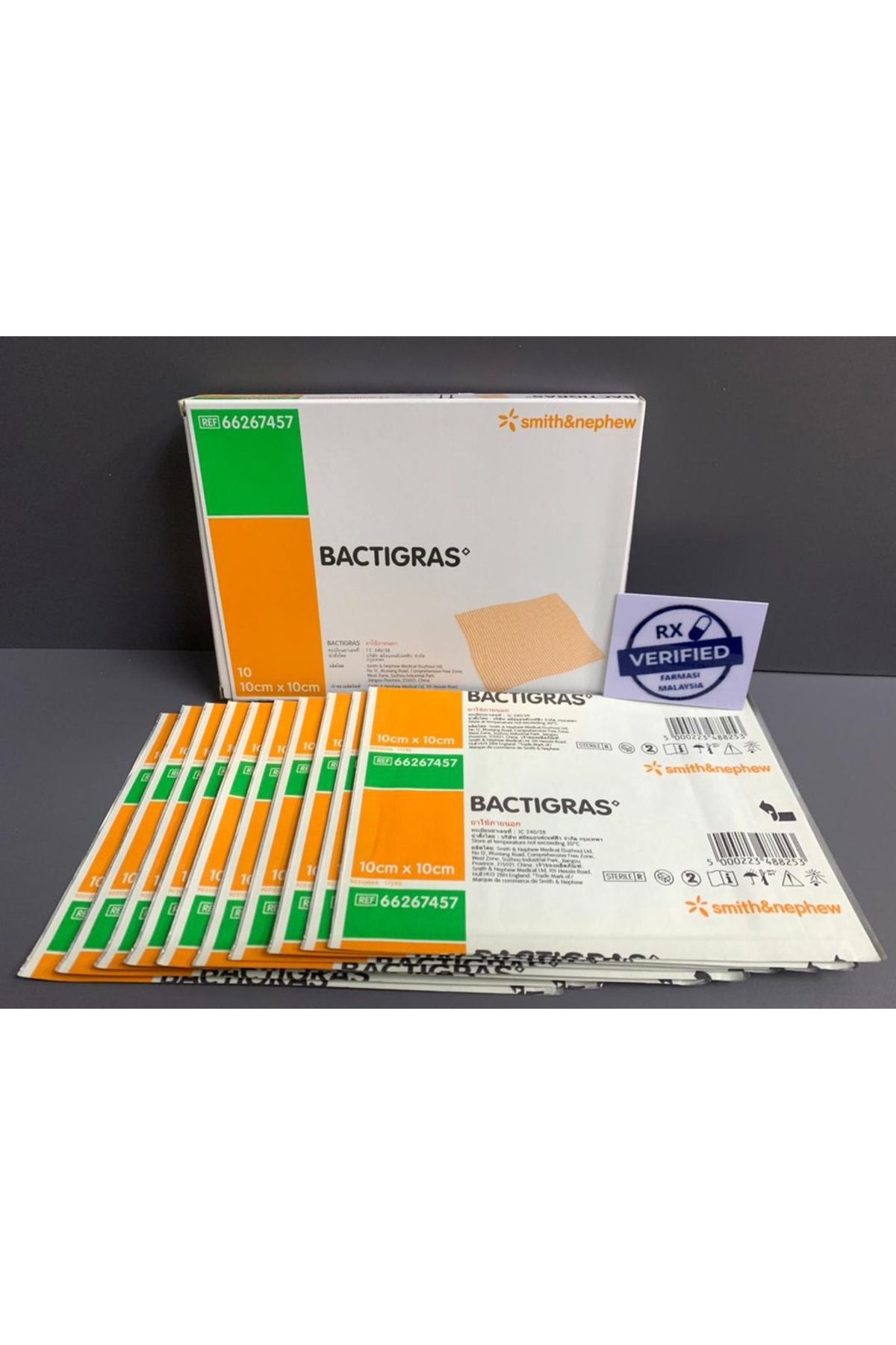 Vira-Smi̇th & Nephew Bactigras Antiseptic Tulle Wrap Wound Care Cover with Paraffin 10cm X 10cm 20 Pieces 3