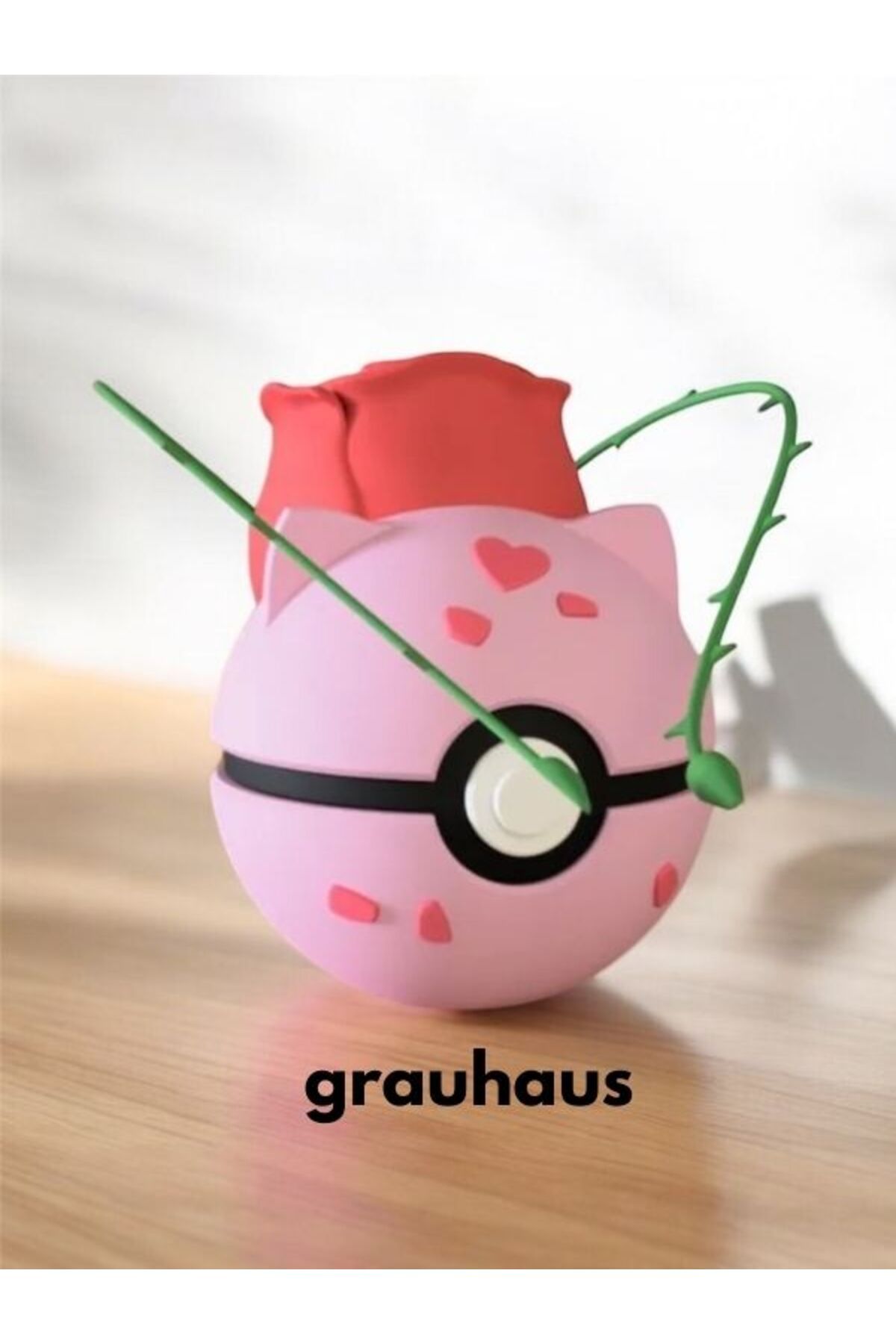 GRAUHAUS Pokemon Balbazar Sevgililer Günü Hediyesi Gül ve Yaprak Pokeball Poketop Valentines Day Bulbasaur