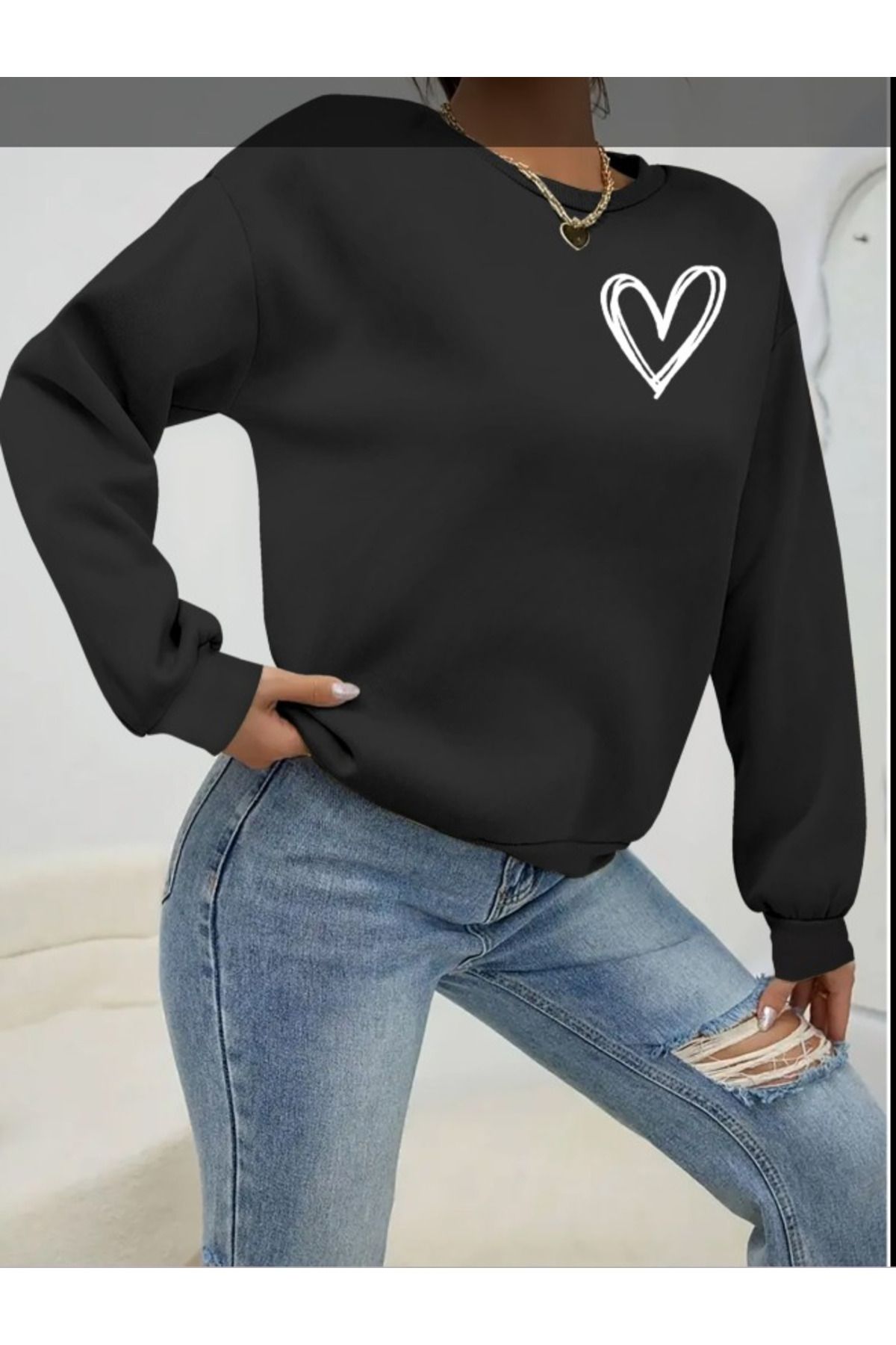 munn collection Kadın Uzun Kollu Bisiklet Yaka Viskon Iki Iplik Bluz