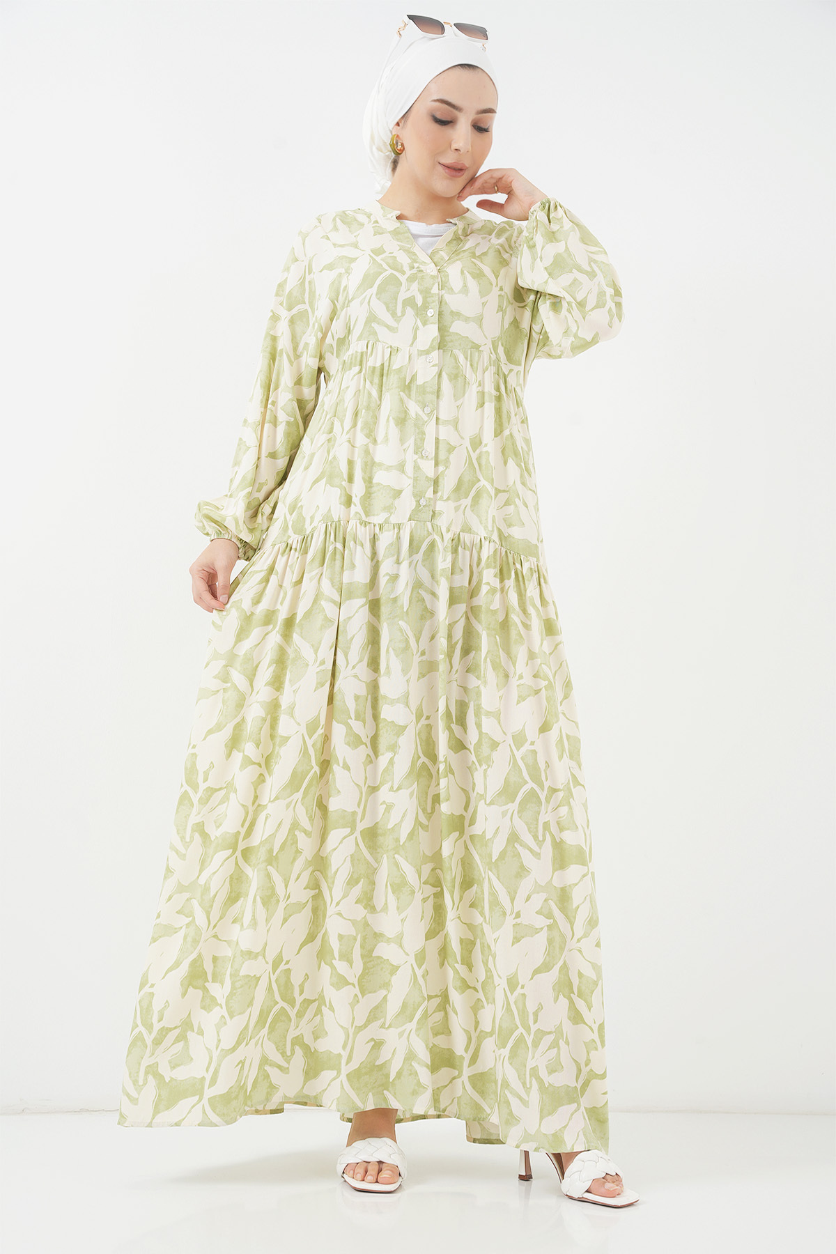 2423 Authentic Patterned Dress - N. Green