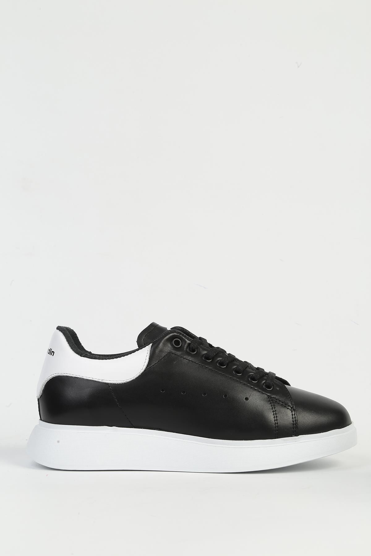 کفش ورزشی مردانه مشکی سفید چرمی PC-32722 Pierre Cardin