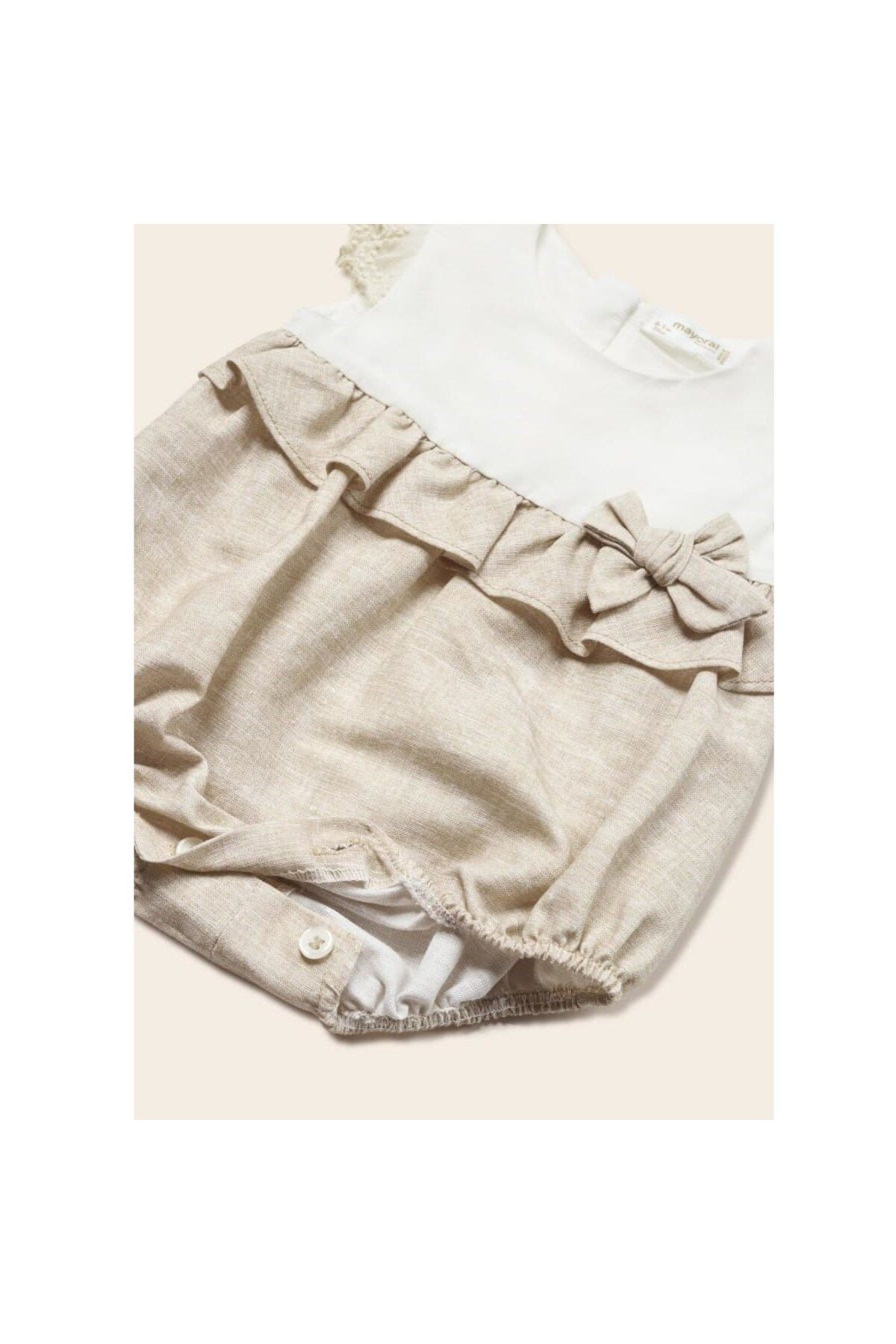 MAYORAL-Summer Baby Girl Short Jumpsuit Cream 2