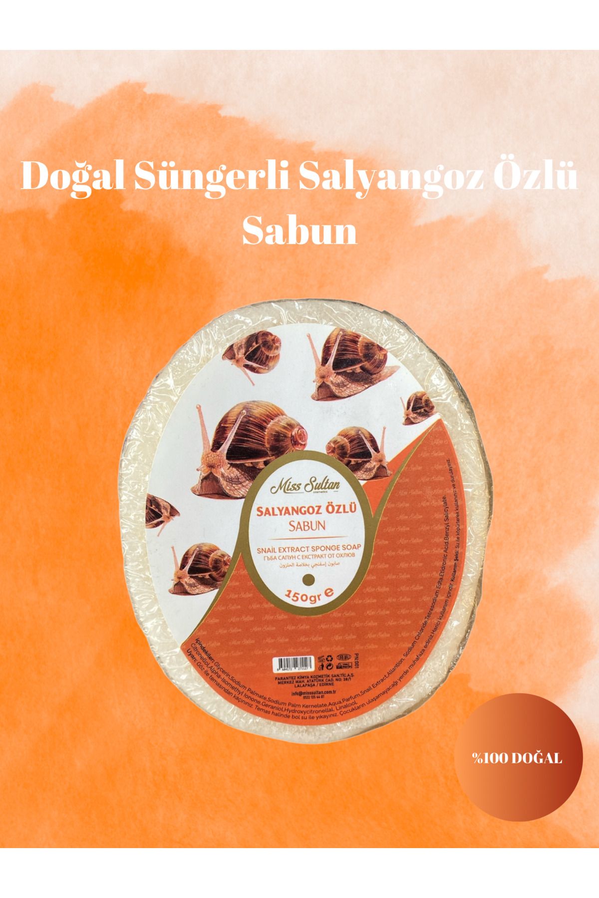 miss sultan Doğal Salyangoz Özlü Süngerli Sabun 150gr