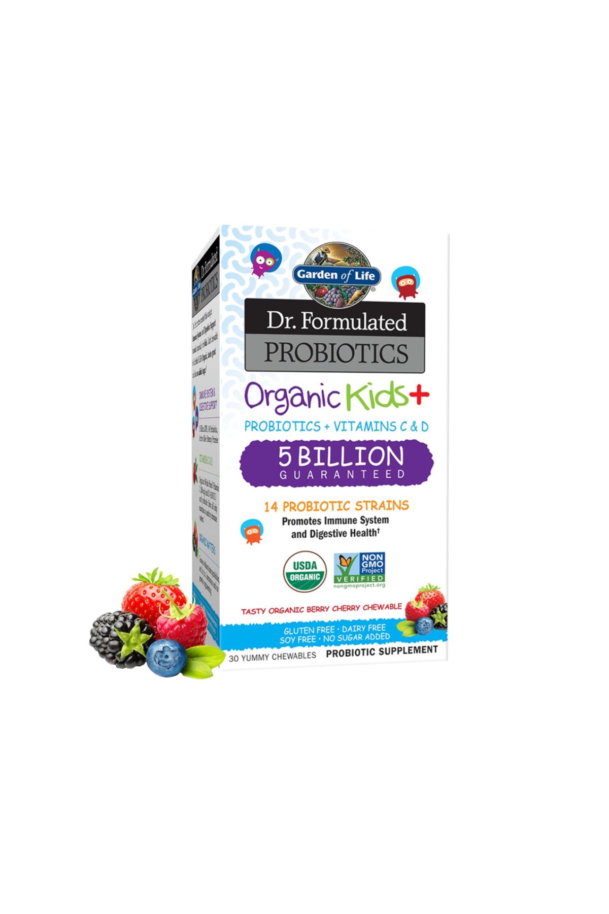 GARDEN OF LIFE , Dr. Formulated Probiotics, Organic Kids +, Tasty Organic Berry Cherry, 30 Yummy Chew vr33