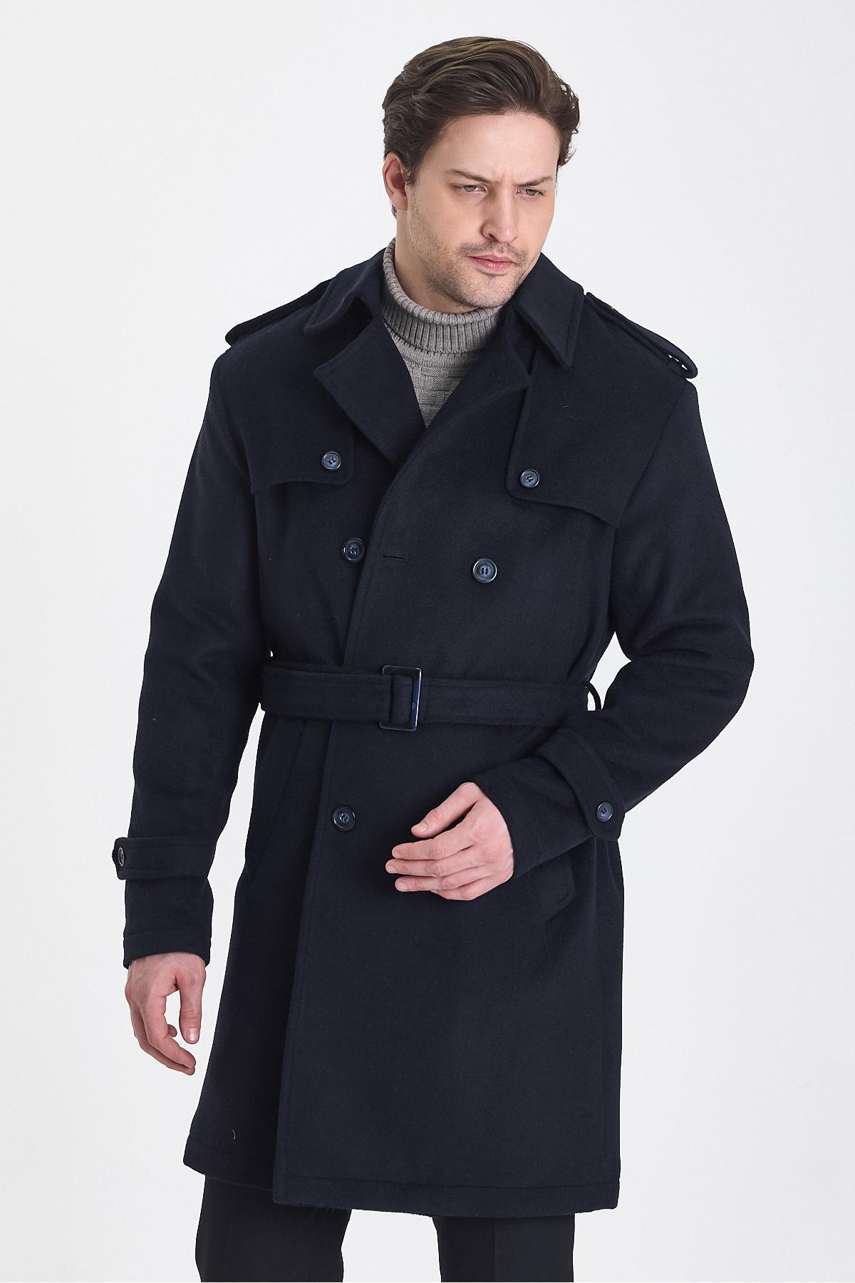 Bigart  Erkek Yün Palto / Kaban Lacivert - Görsel 4