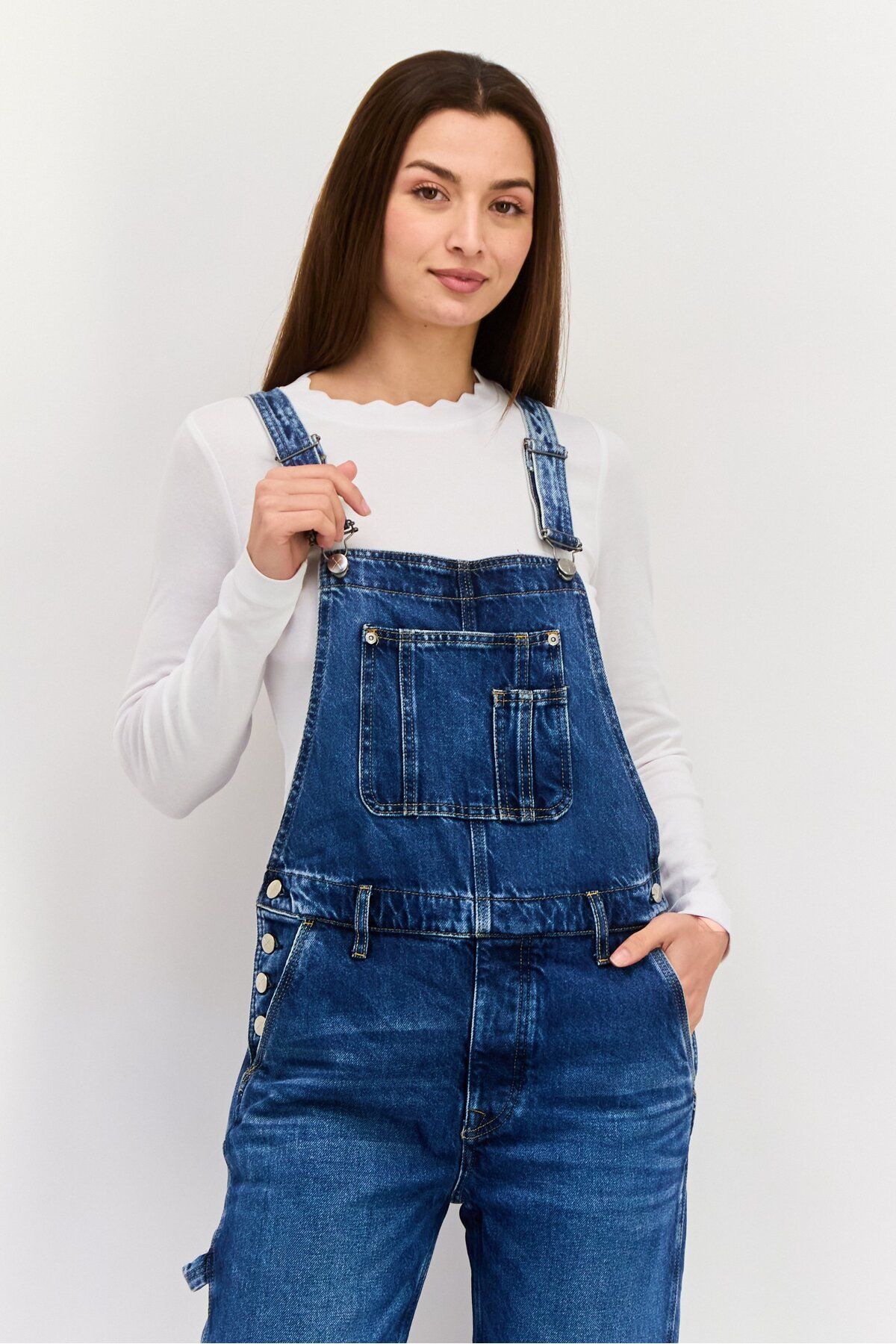 Pepe Jeans-Women Wash Denim Sleeveless Jumpsuit, Blue 3