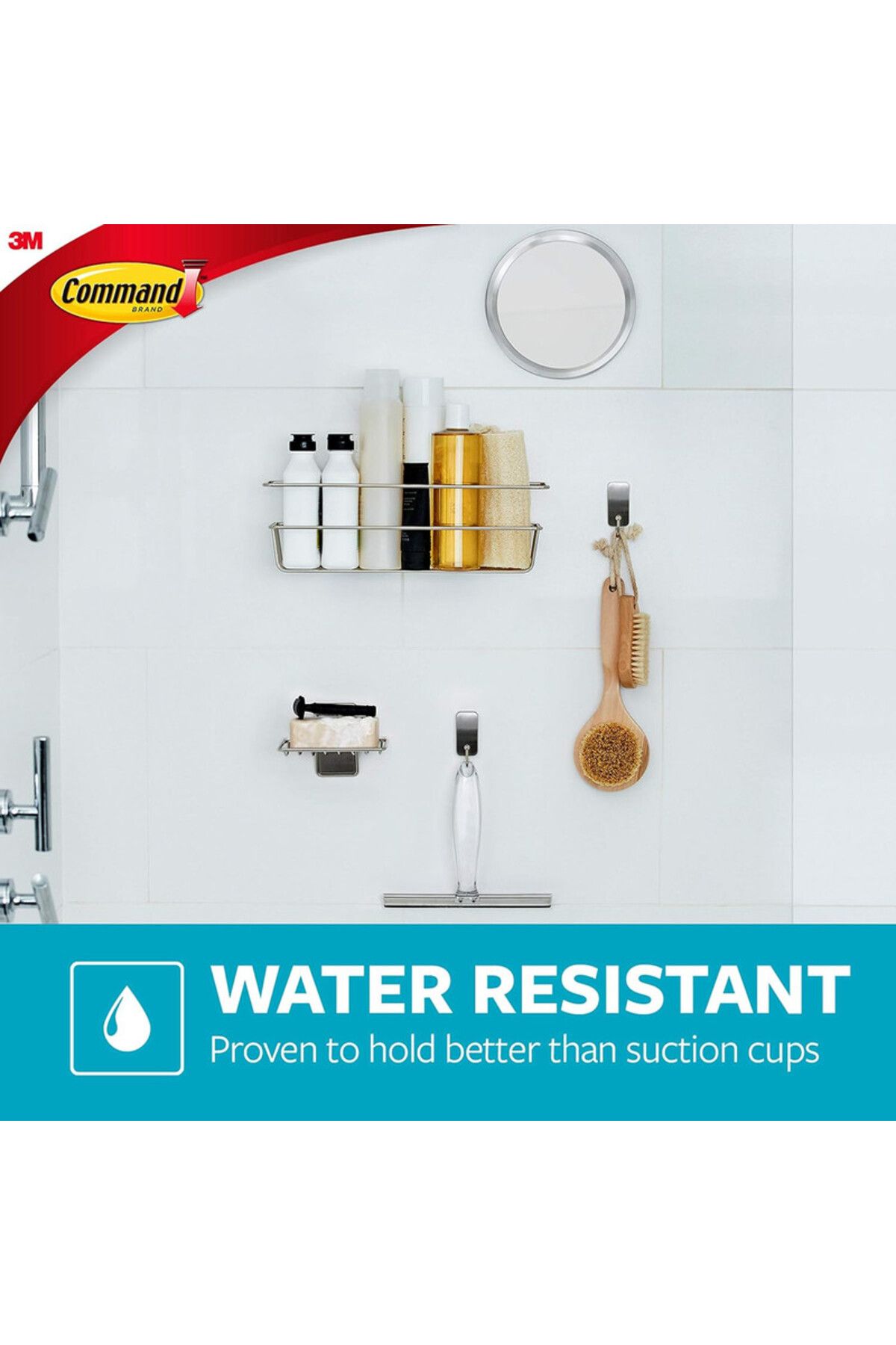 COMMAND-3M COMMAND™ MODERN REFLECTIONS BATH HOOK BRUSHED NIKEL WITH BATHSTRIPS MEDIUM 1HK+2S/PK 6