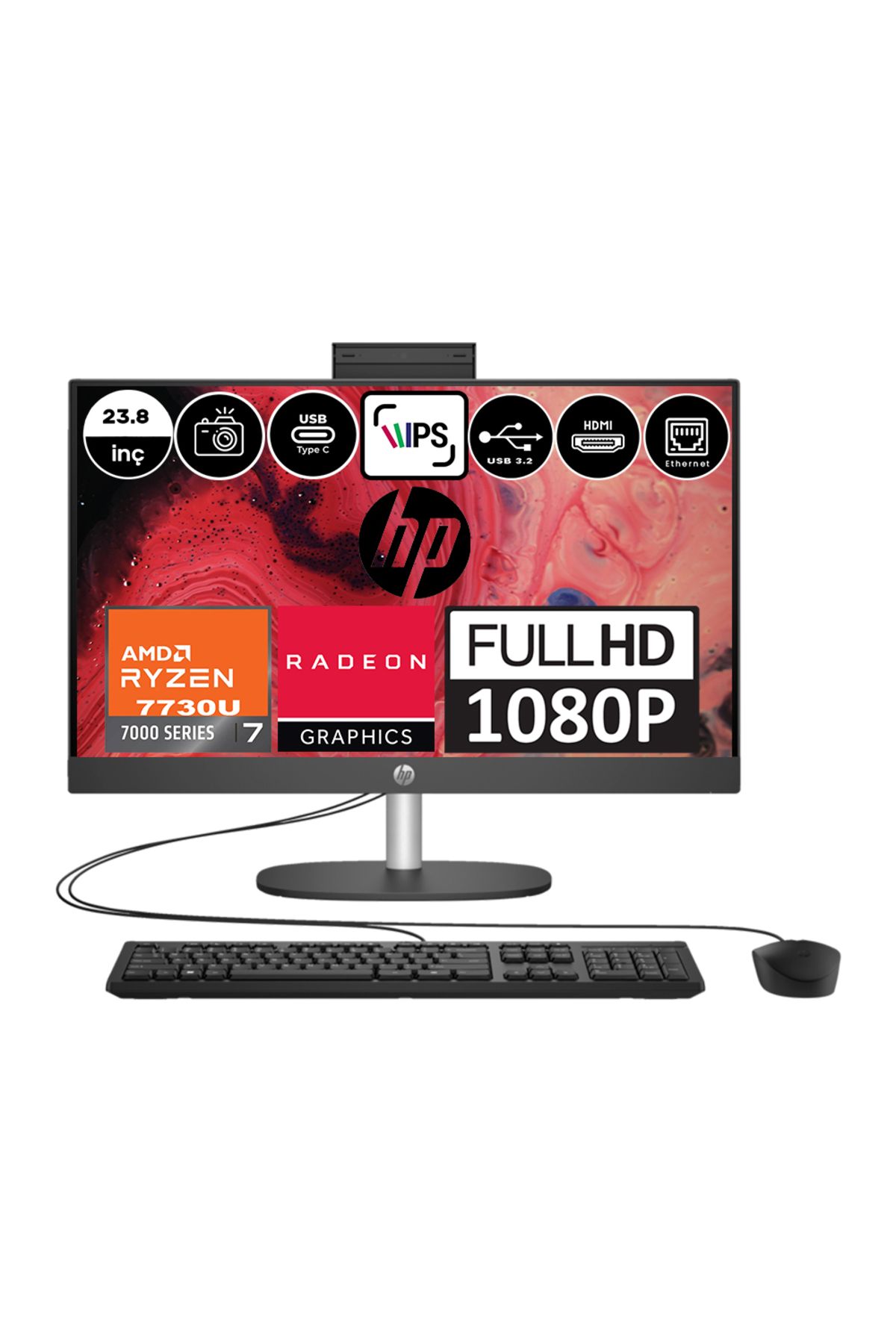 HP 245 G10 Ryzen 7 7730U 8gb 4tb SSD Freedos 23.8" Fhd IPS Siyah 9H6V2ETF04+ZETTABELLEK