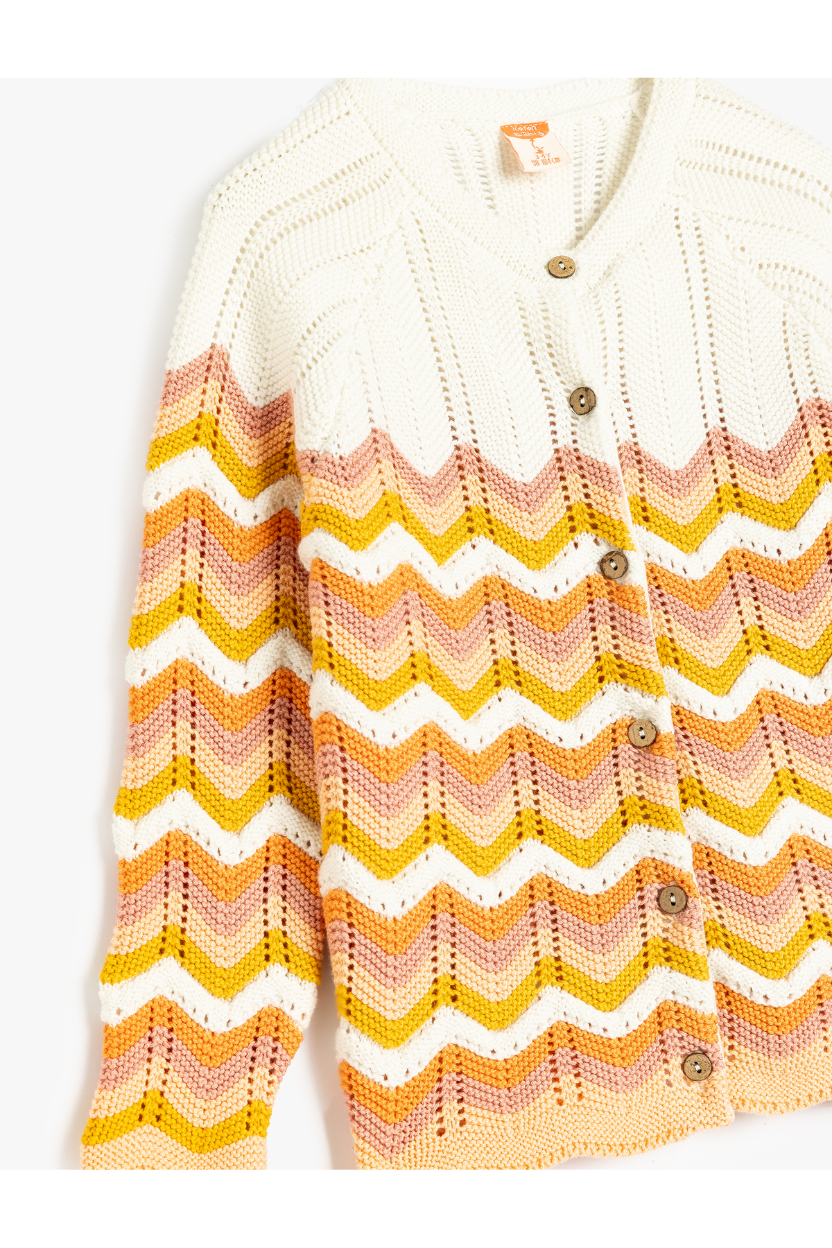 Koton Bisiklet Yaka Uzun Kollu Desenli Triko Hırka fotoğrafı 3 (önizleme)