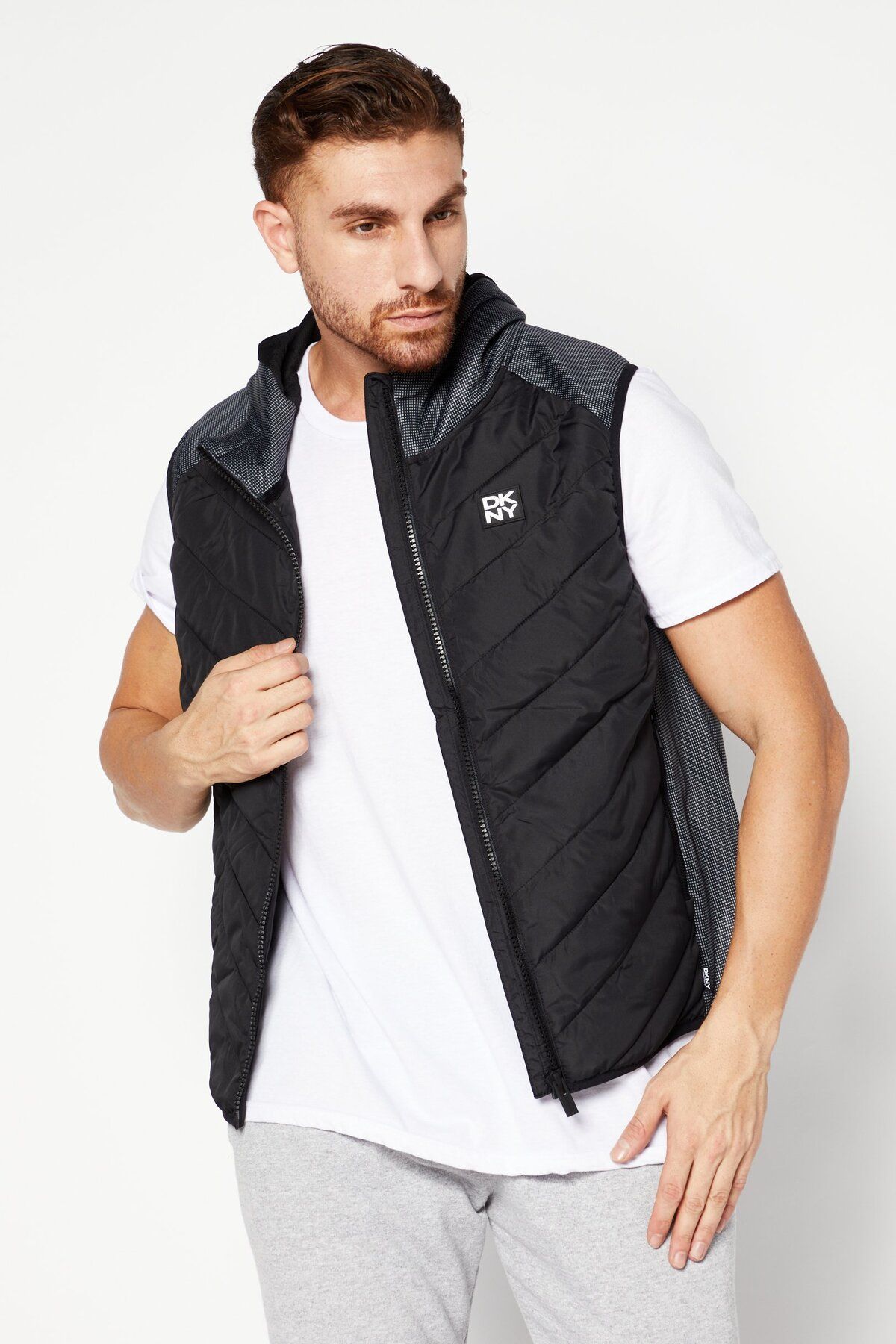 DKNY Sport-Men Sportswear Fit Sleeveless Training Vest, Black Combo 1