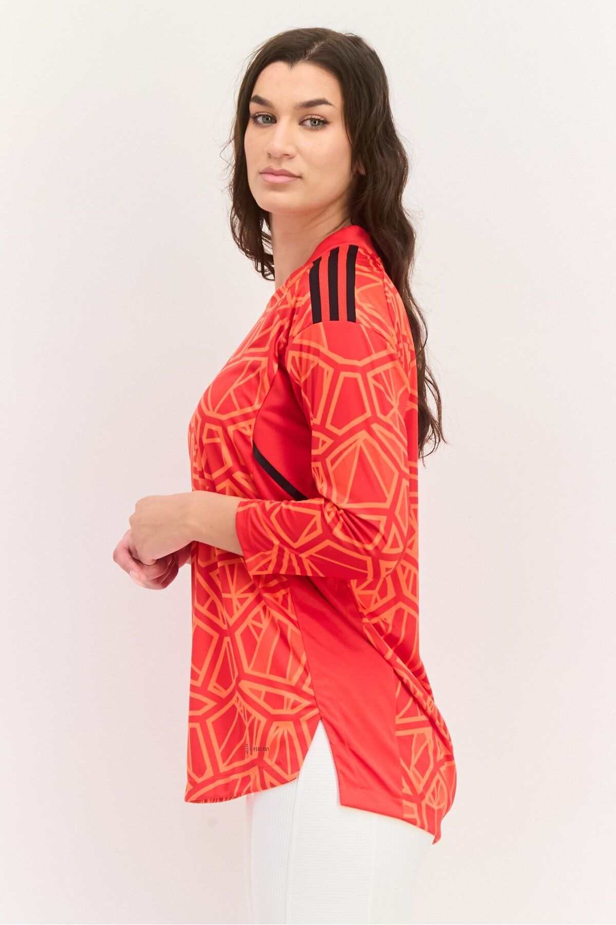 adidas-قميص رياضي نسائي للتدريب بأكمام طويلة، مجموعة حمراء 2