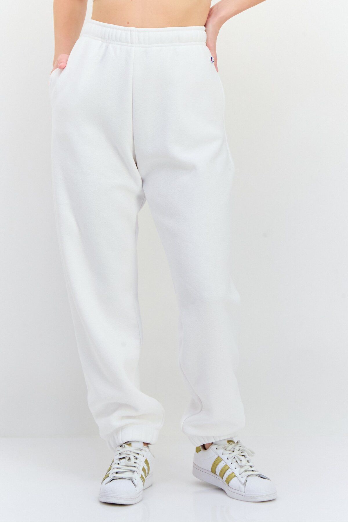 Champion-Women Sportswear Fit Drawstring Outdoor Sweatpants, White 1