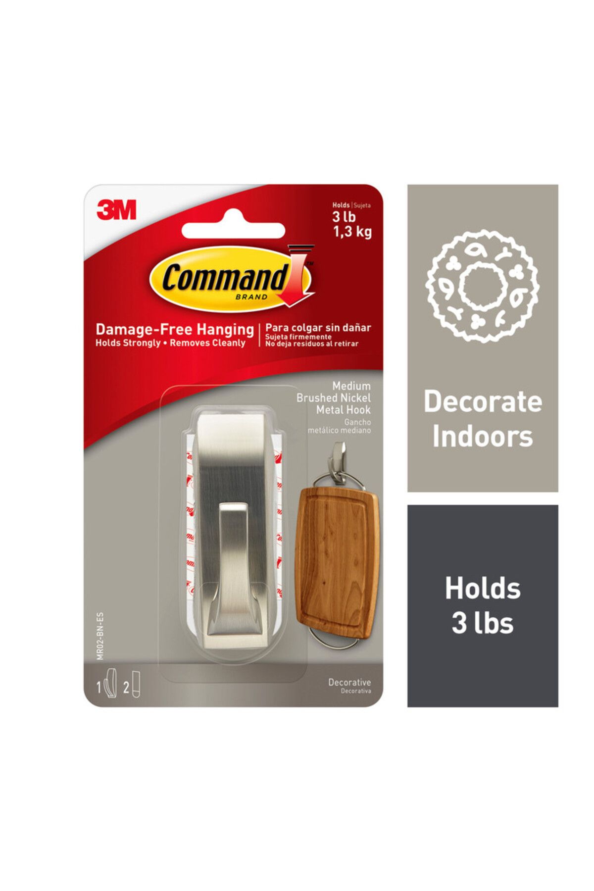 COMMAND-MR02-BN-ES  COMMAND(TM) MODERN REFLECTIONS MEDIUM HOOK 3