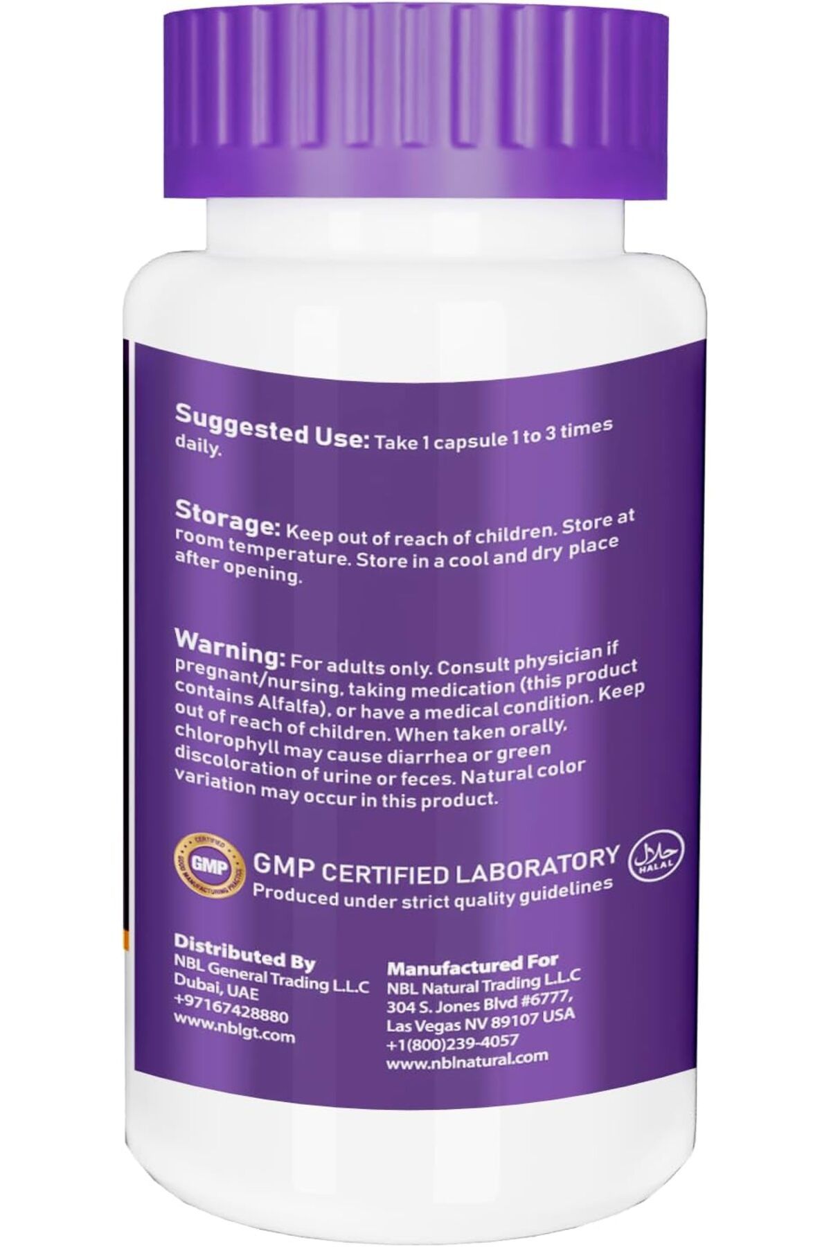 NBL Natural-, Chlorophyll 100 mg with Alfalfa Powder, Green Superfood, 90 Veg Capsules 5