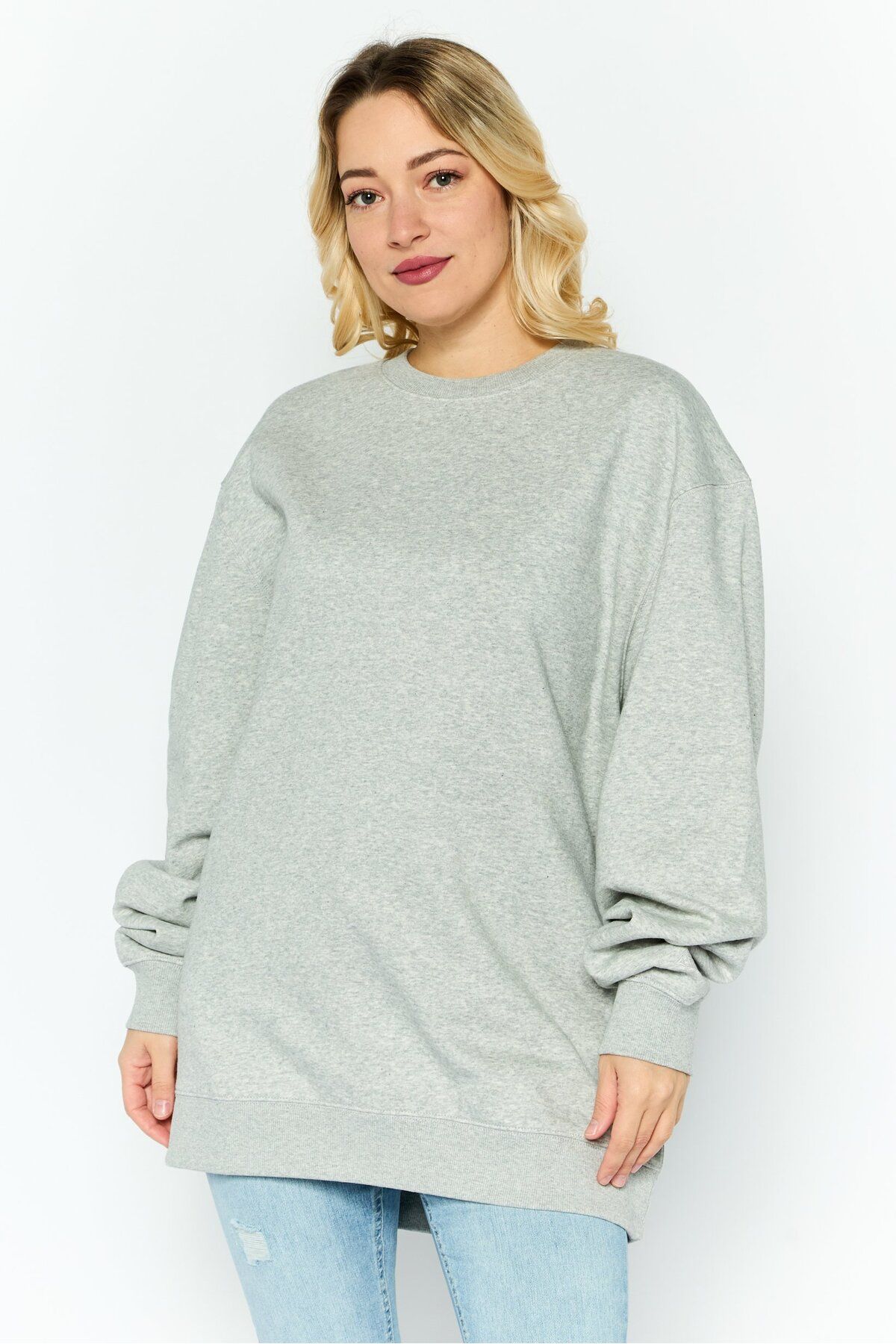 Esprit-Women Crew Neck Solid Sweatshirt, Grey 1