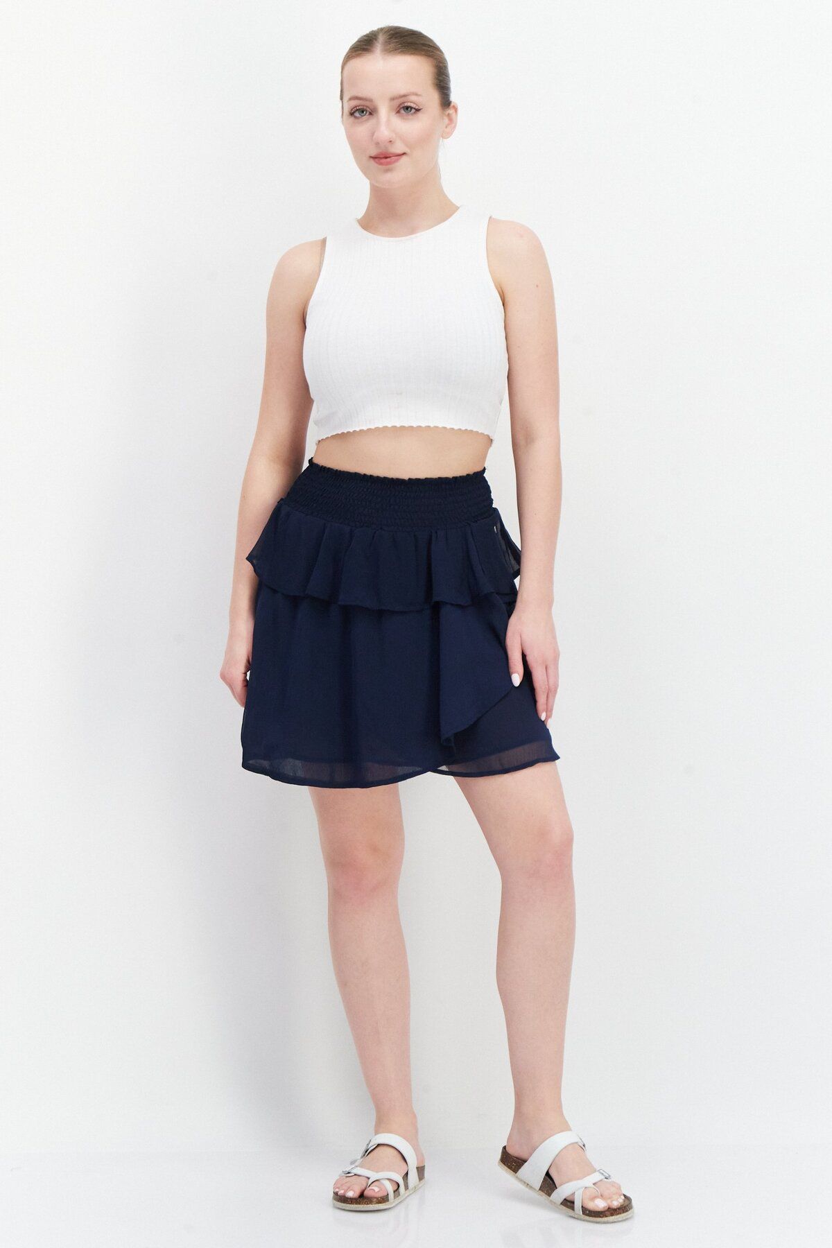 Pepe Jeans-Women Plain Mini Skirts, Navy 4