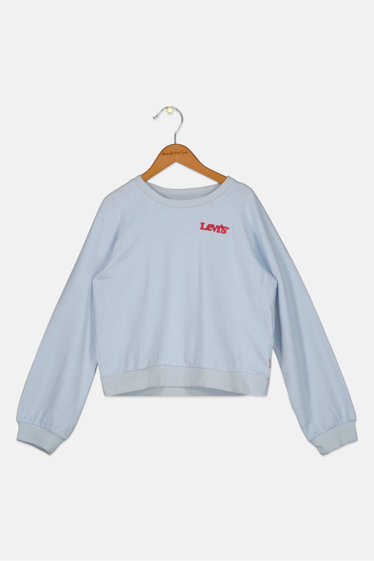 Levi's-Kids Girl Crew Neck Long Sleeves Embroidered Sweatshirts, Sky Blue 1