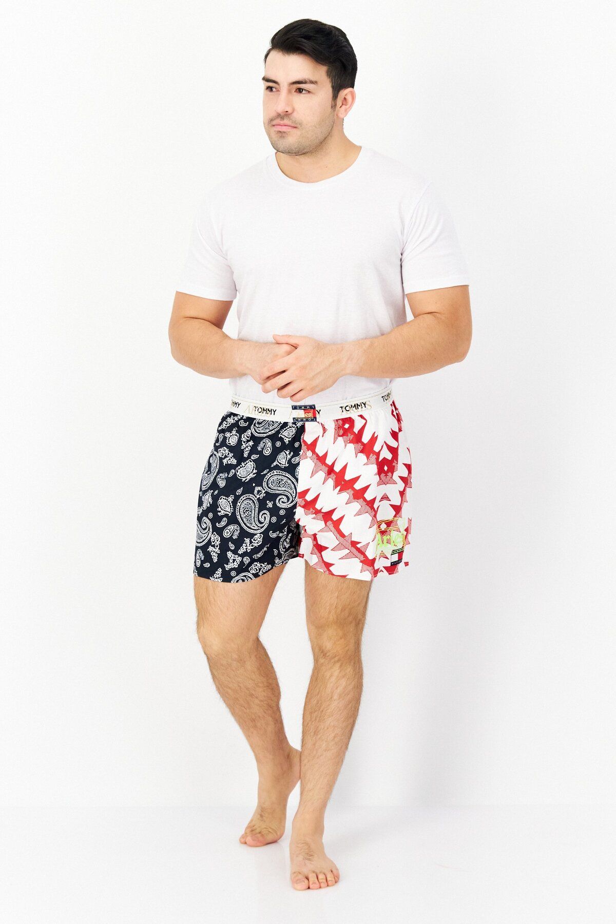 Tommy Hilfiger-Men Allover Print Pull On Boxer Short, White Combo 2