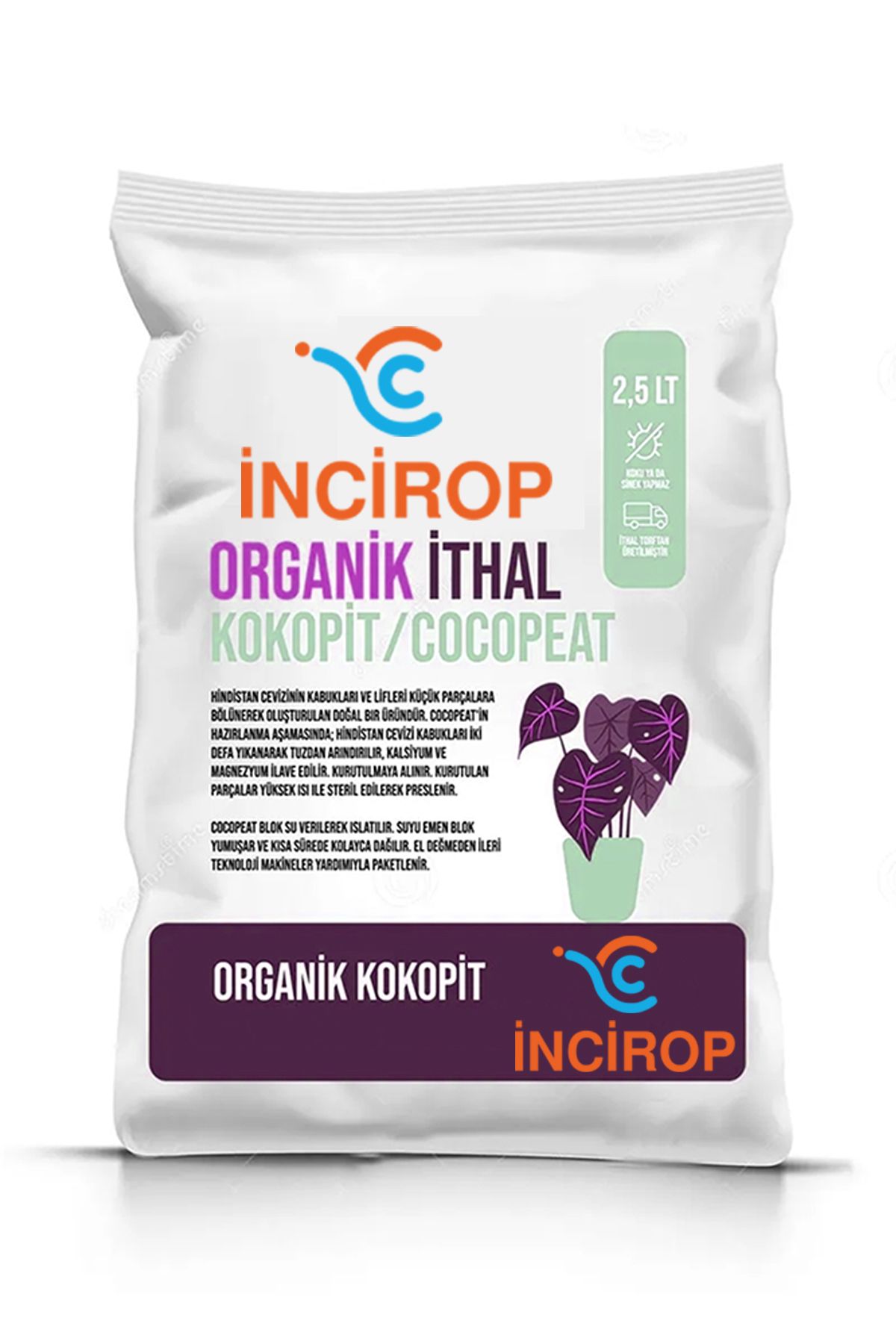 incirop Organik Kokopit Toprağı 2.5 Litre - Saksı ve Bahçe Bitkileri İçin Doğal Besi