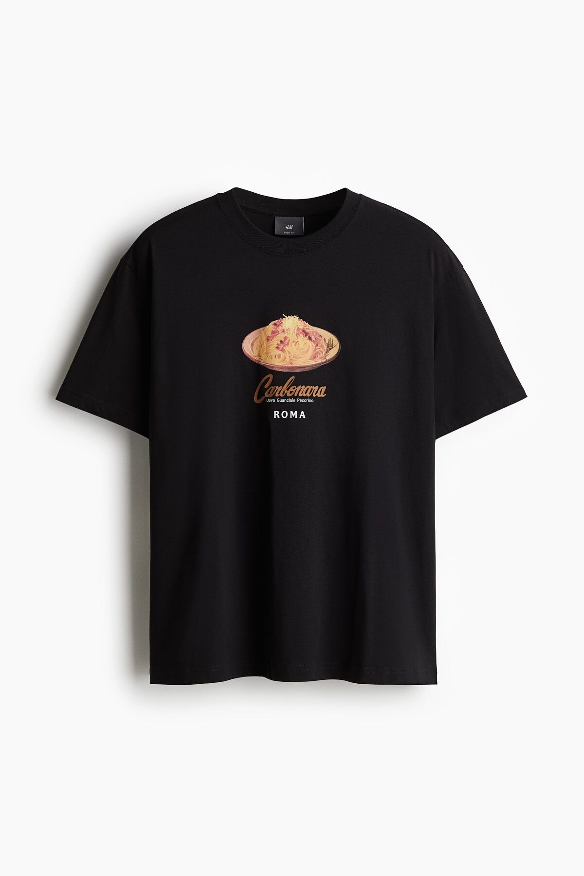 تی شرت مشکی مردانه طرح دار با تناسب باز H M H&M