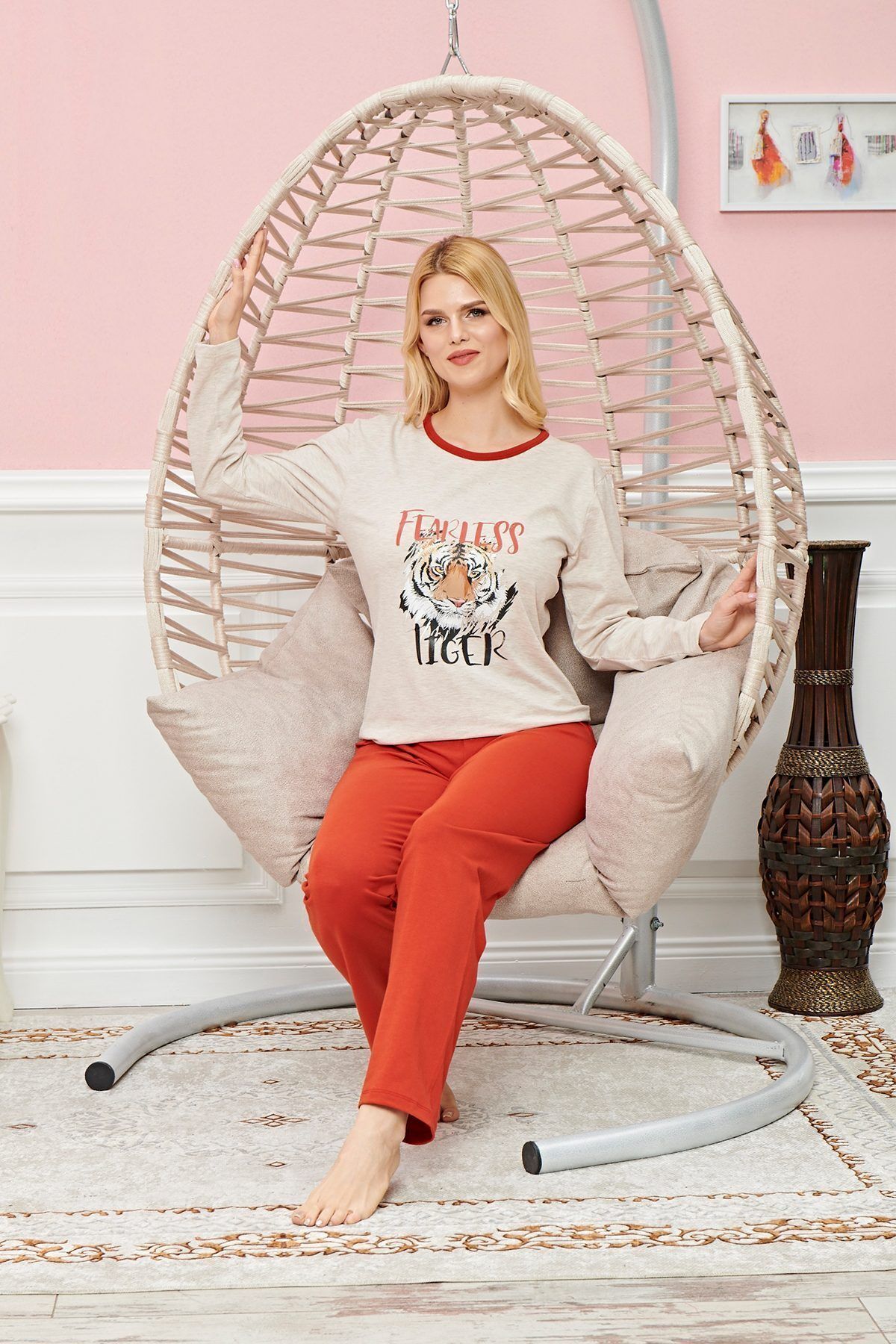 Easy Tedarik Uzun Kollu Pijama Takımı Model no 7591