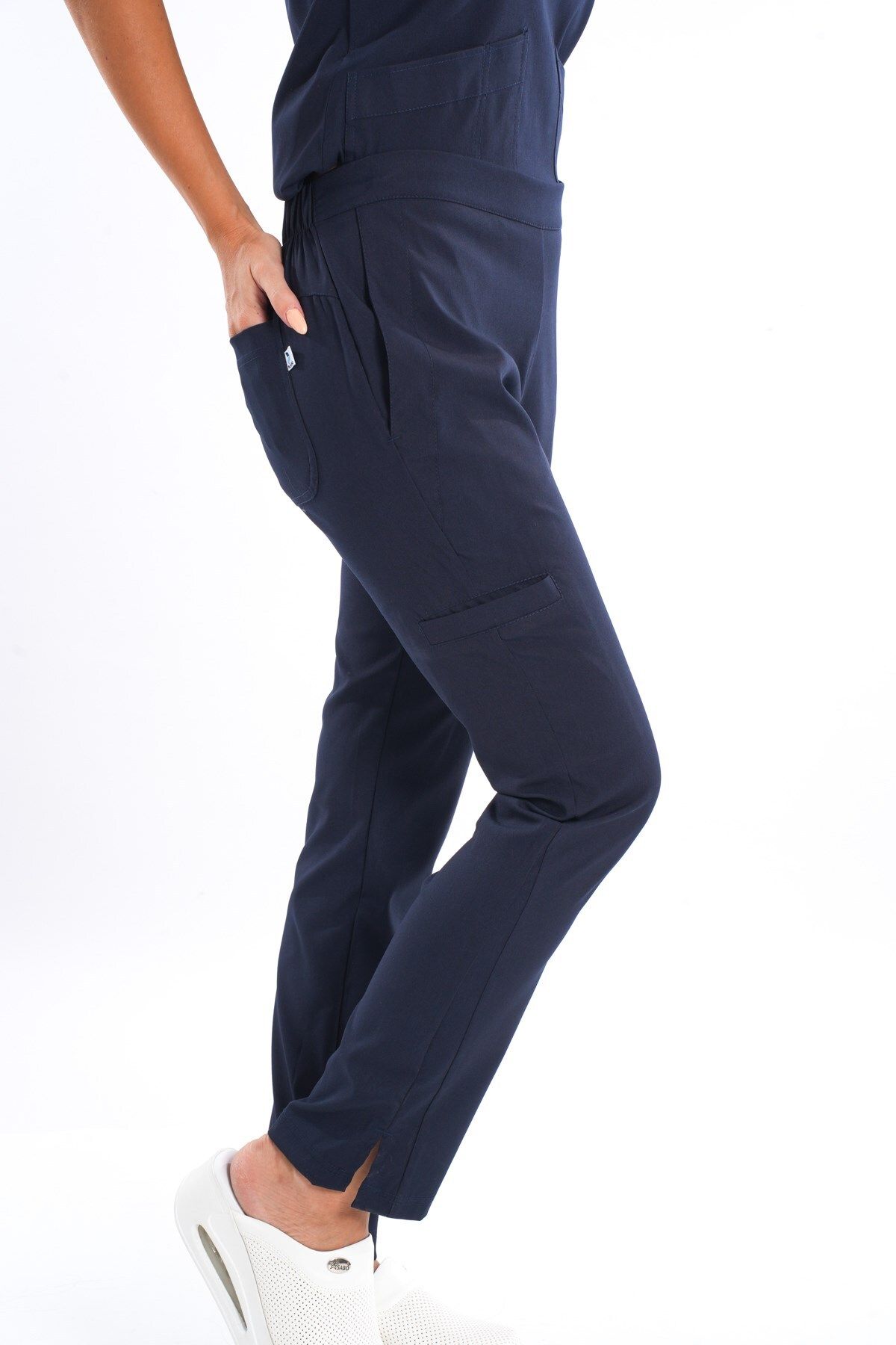 Nur Medikal Giyim-Model de afaceri Soft Lycra Bleumarin Doctor Asistentă Spital Scrubs Uniforme Set 6
