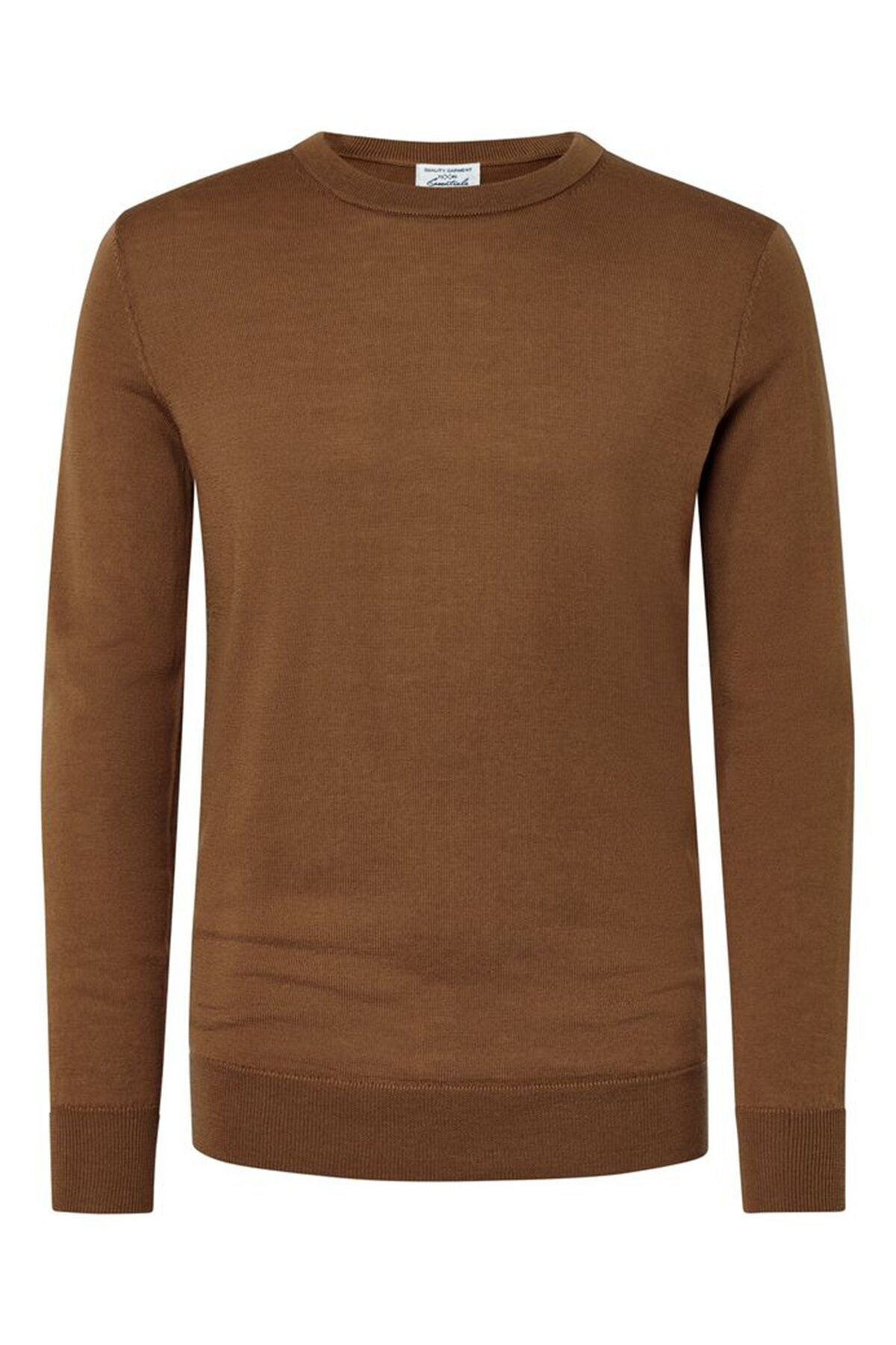 Tchibo-Men Crew Neck Long Sleeve Knitted Sweater, Brown 2