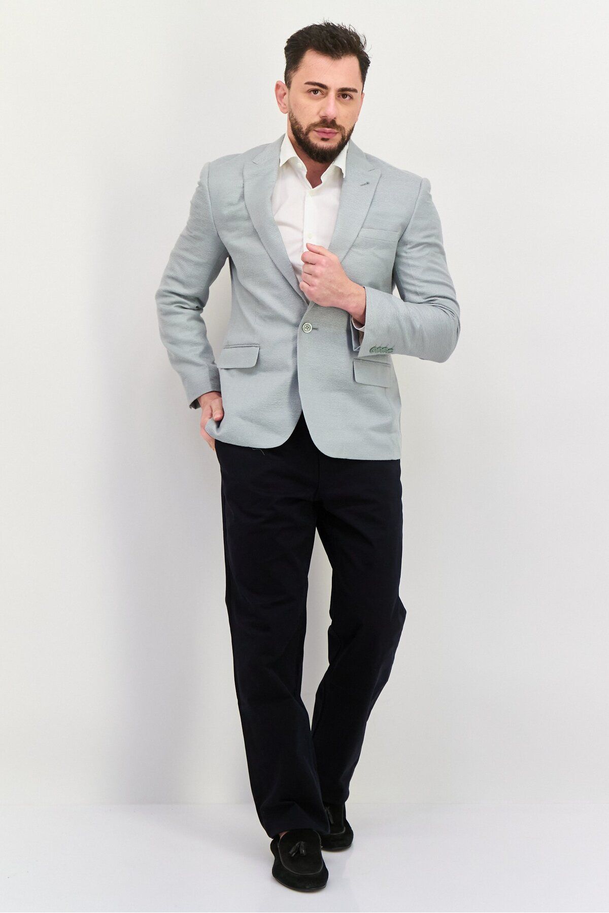 Asos Design-Men Slim Fit Metallic Suit Jacket, Silver 4