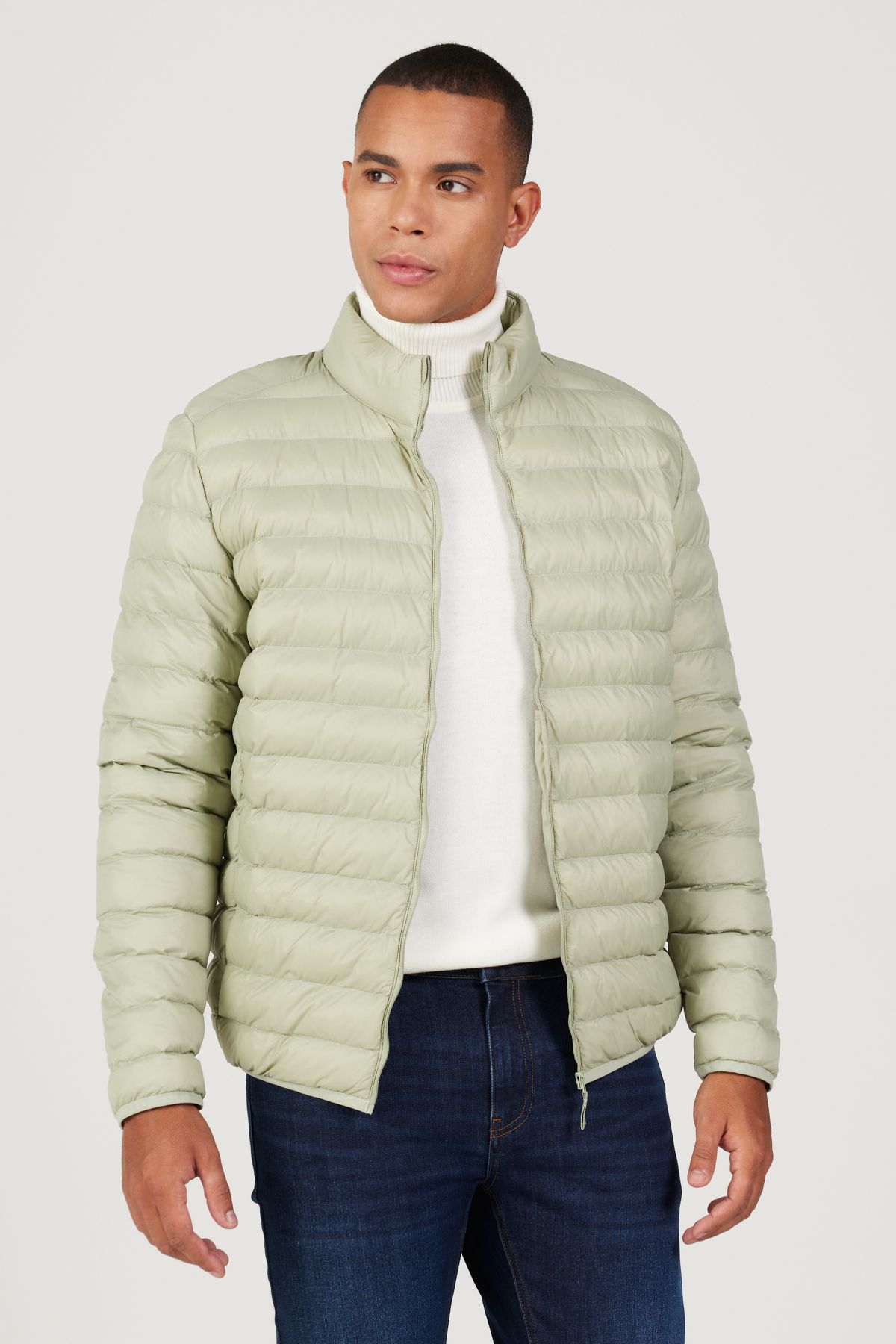 AC&Co / Altınyıldız Classics-Men's Mint Standard Fit Regular Cut Stand Collar Coat 2