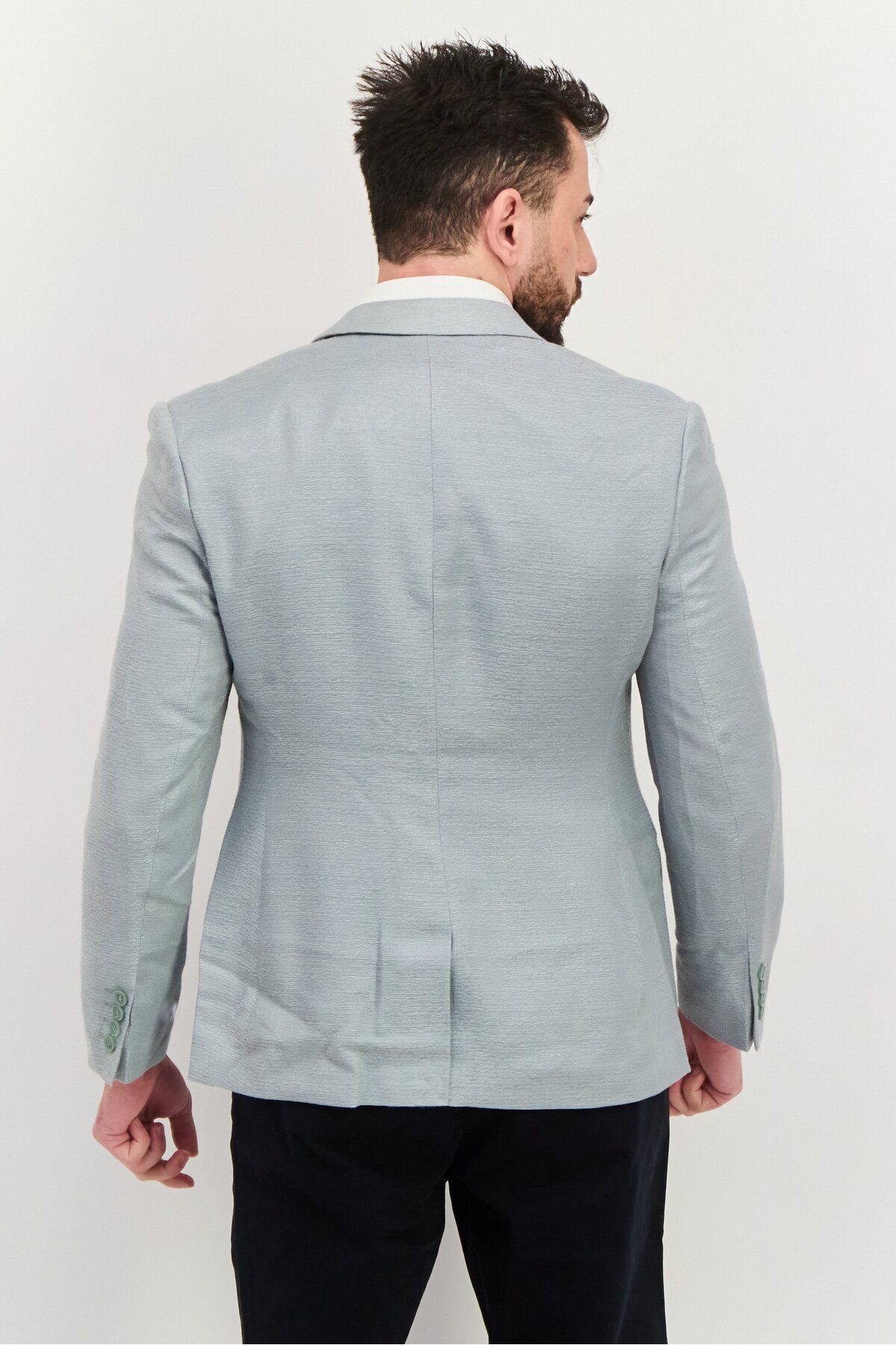 Asos Design-Men Slim Fit Metallic Suit Jacket, Silver 3