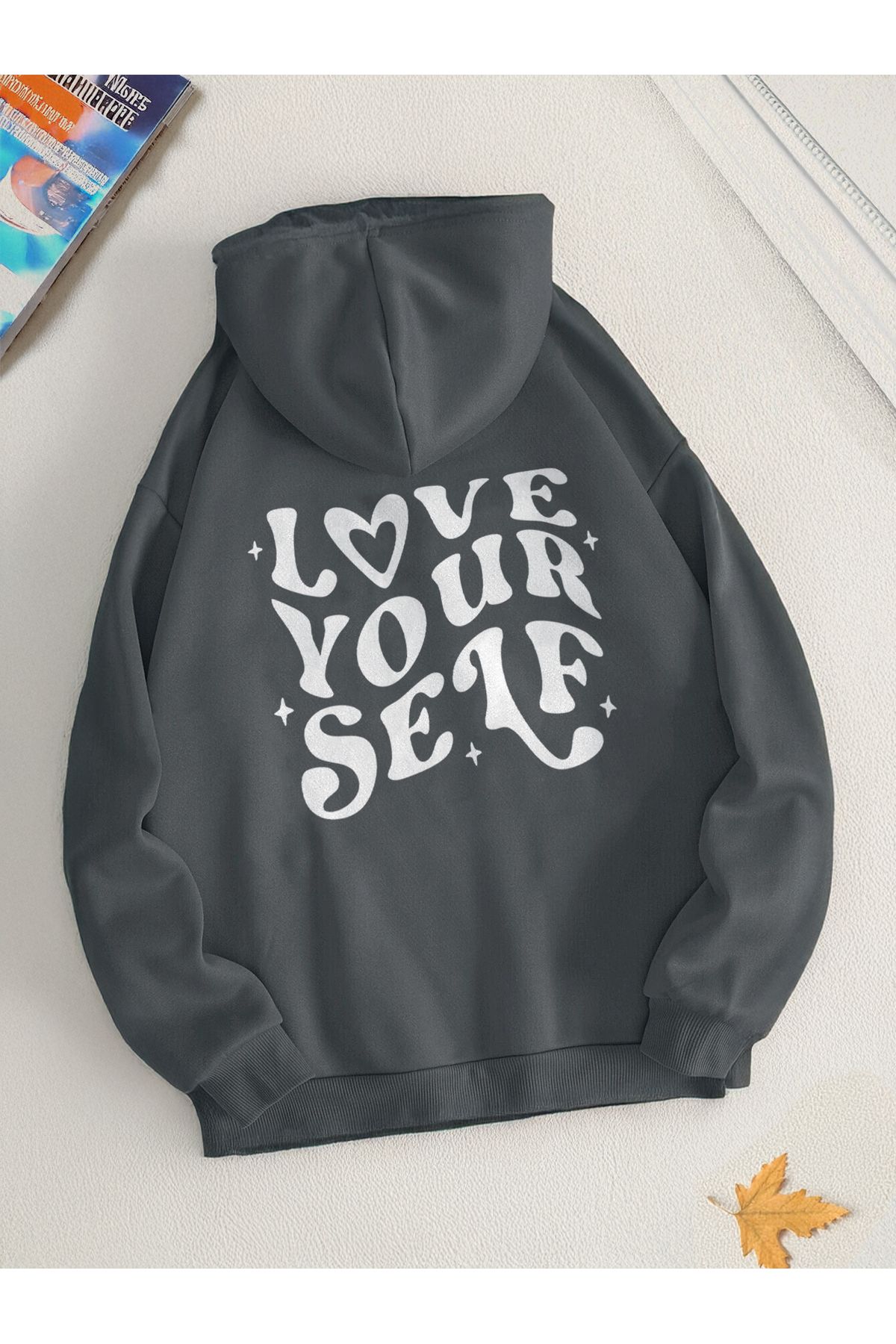 De Carte Love Yourself Arka Baskılı Cool&Comfort Mevsimlik Kapşonlu Unisex Sweatshirt