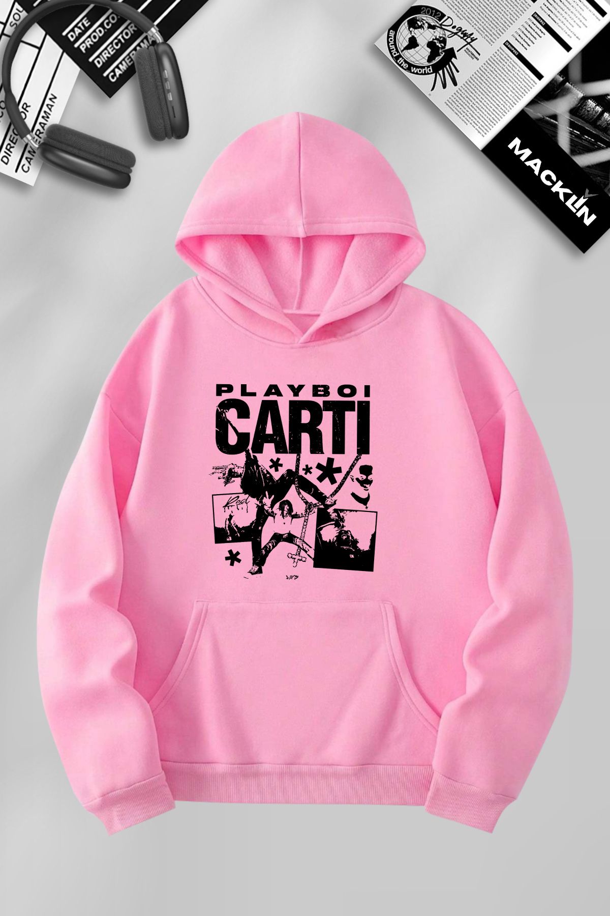 darkopia Unisex Kadın Erkek Playboi Carti Baskılı Kapüşonlu Basic Sweatshirt