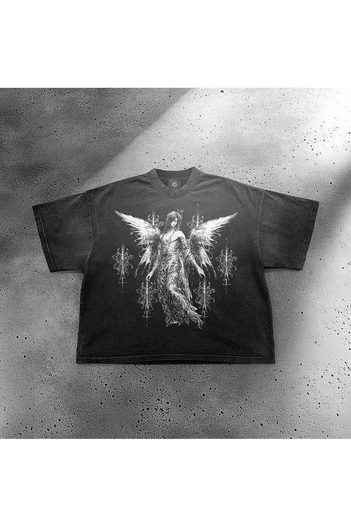 Gofeel Unisex Fighter Woman With Angel Wings Oversize Tshirt