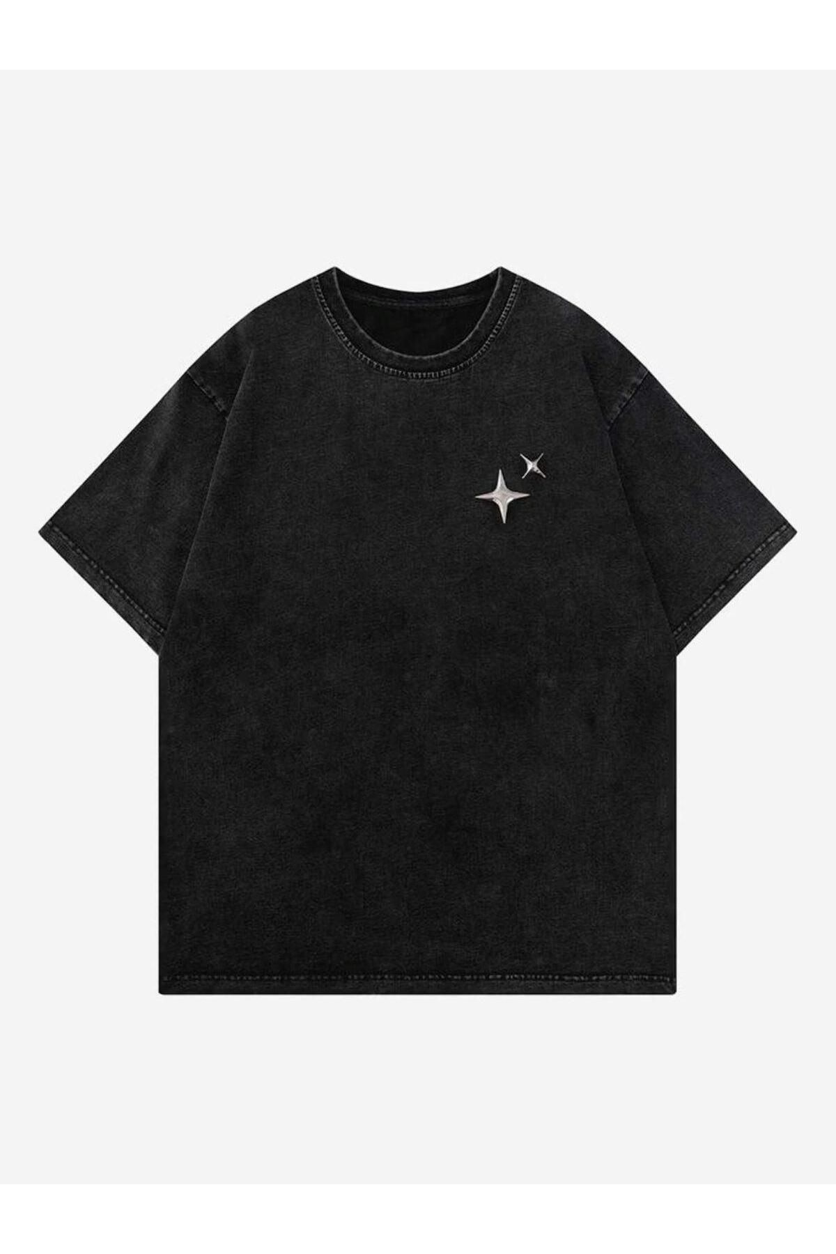 Gofeel Unisex Stars Yıkamalı Oversize Tshirt