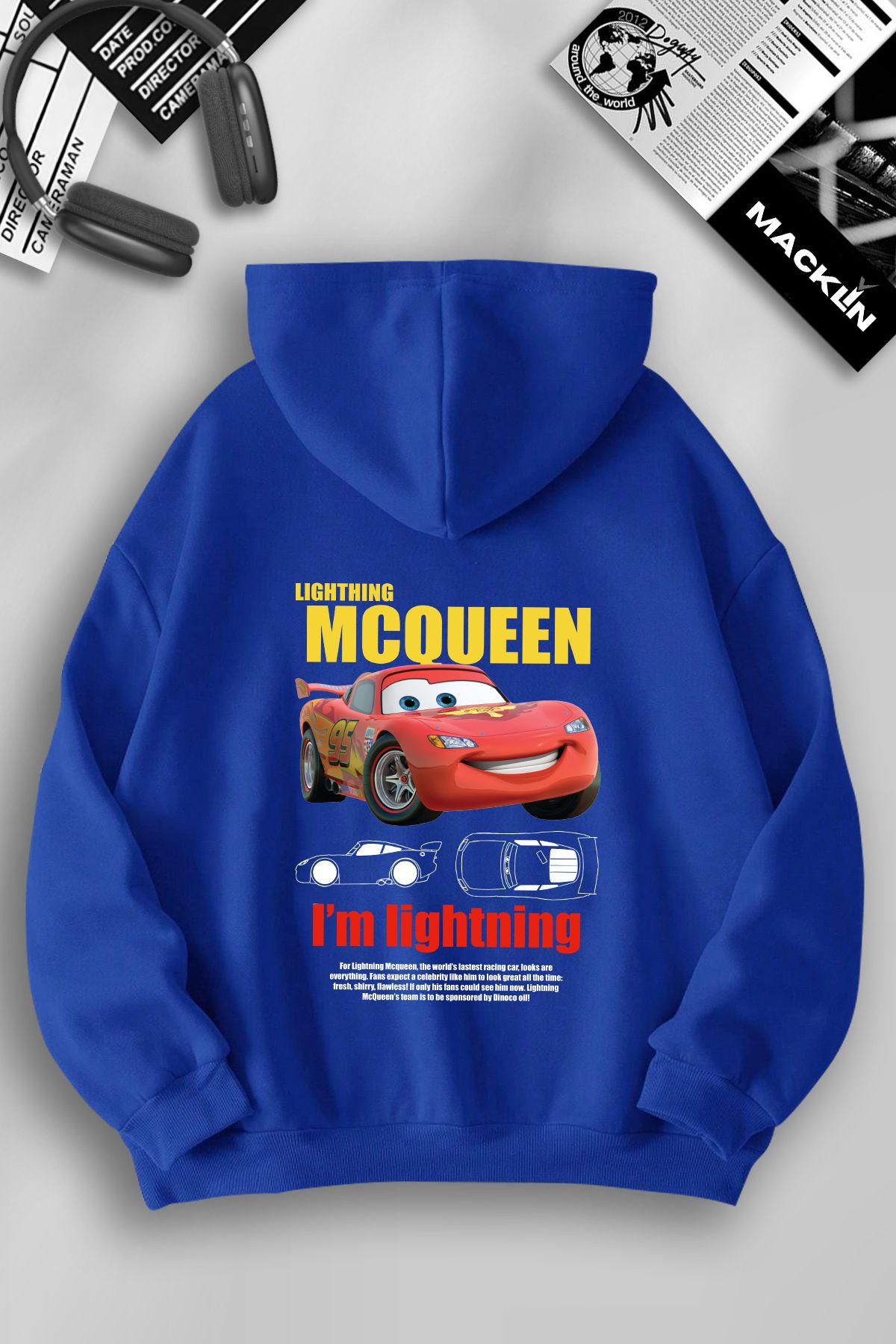 darkopia Unisex Kadın Erkek Mcqueen Sırt Baskılı Kapüşonlu Basic Sweatshirt