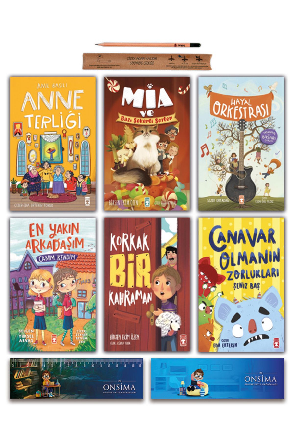 Timaş Çocuk 3. 4. Sınıf - Canım Kendim - Korkak Bir Kahraman - Anne Terliği - Hayal Orkestrası - Mia Set 6 Kitap