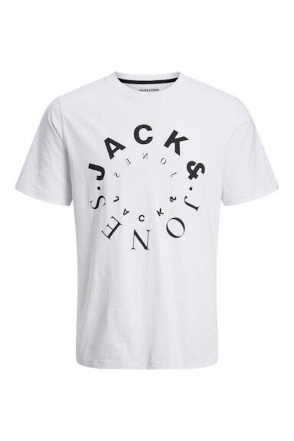 Jack & Jones Jack Jones Erkek Jjwarrior  Bisiklet Yaka Beyaz Tişört 12242554