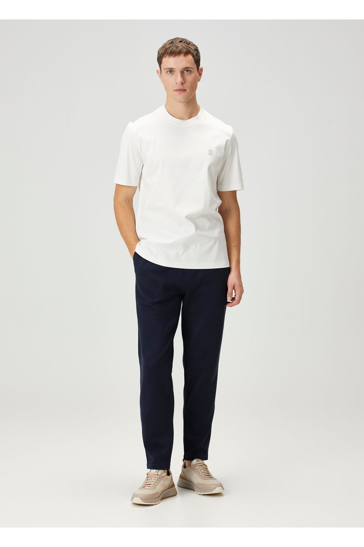 Brunello Cucinelli-White Logo Embroidered T-Shirt Size: S 2