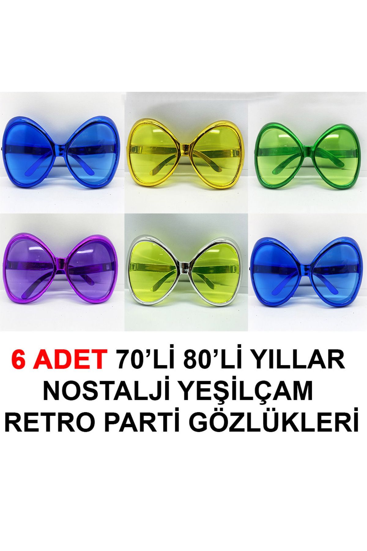 NessiWorld 70li 80li Yıllar Nostalji Yeşilçam Retro Parti Gözlükleri 6 Adet