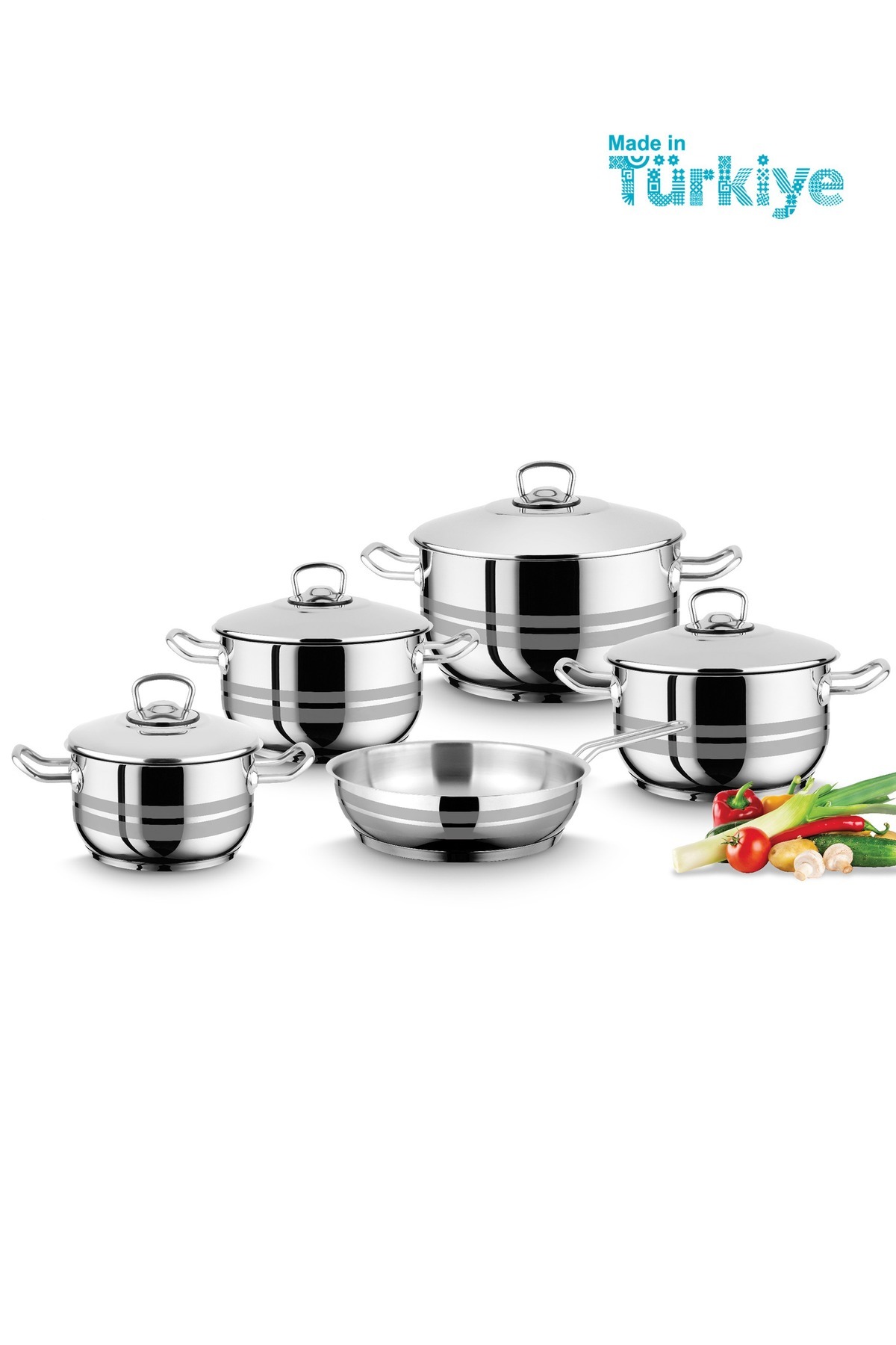 Top Chef طقم أواني طهي مكون من 9 قطع من الفولاذ المقاوم للصدأ 18/10 صناعة ترك...