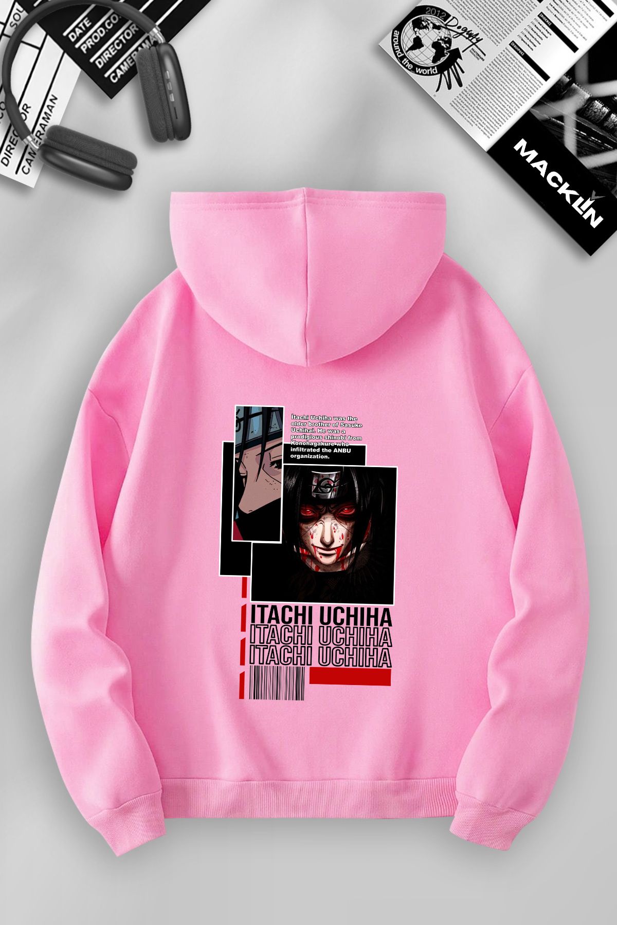 darkopia Unisex Kadın Erkek Uchiha Baskılı Kapüşonlu Basic Sweatshirt